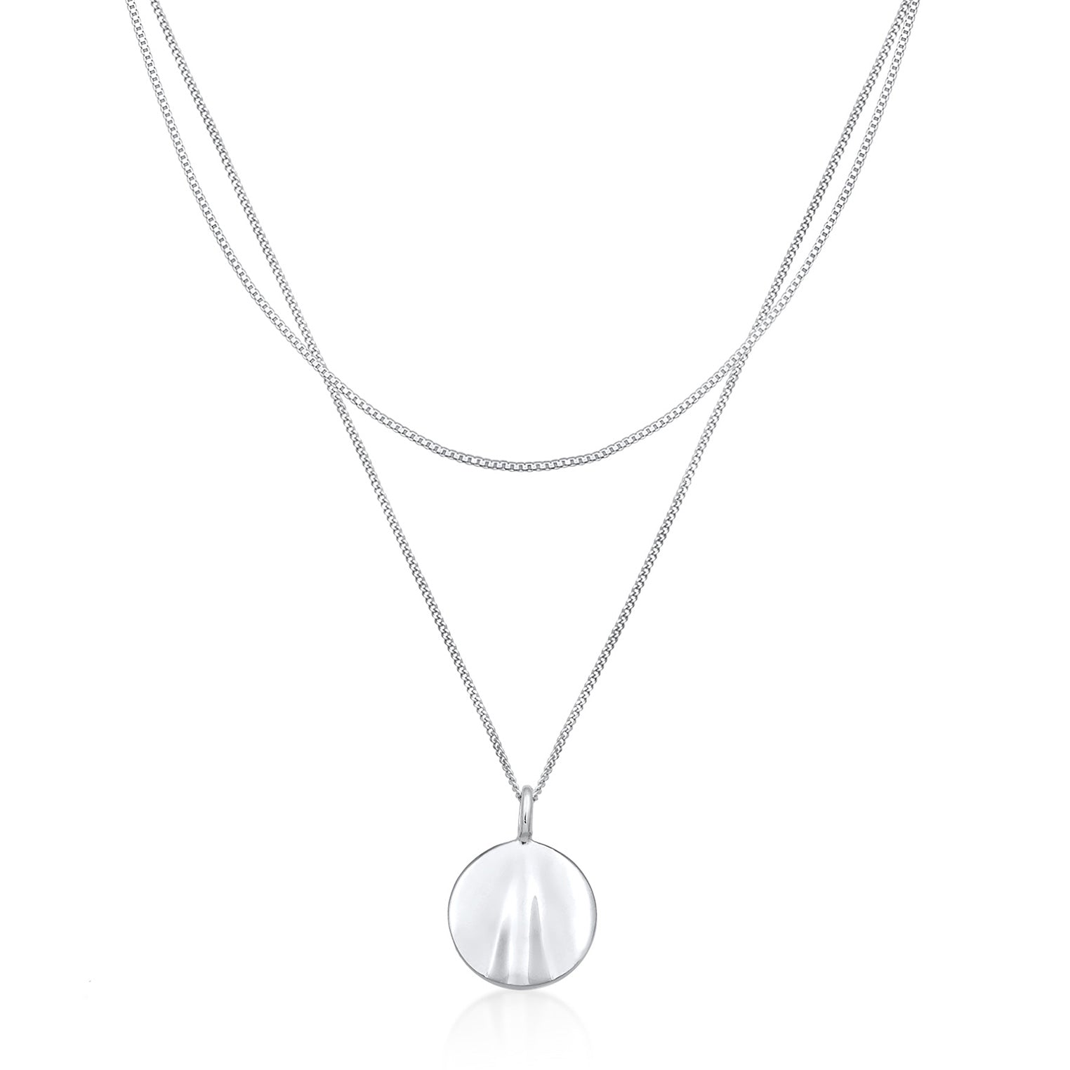 Silber - Elli | Layer-Halskette Plättchen | 925er Sterling Silber