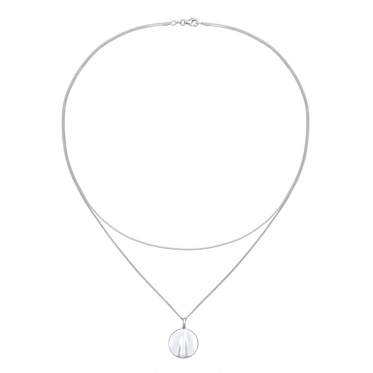 Silber - Elli | Layer-Halskette Plättchen | 925er Sterling Silber