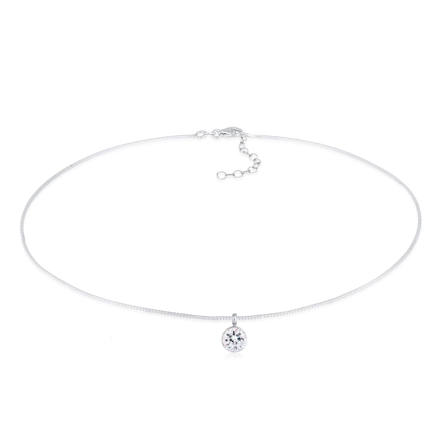 Silber - Elli | Choker Solitär | Mit Kristallen von Swarovski® (Weiß) | 925er Sterling Silber