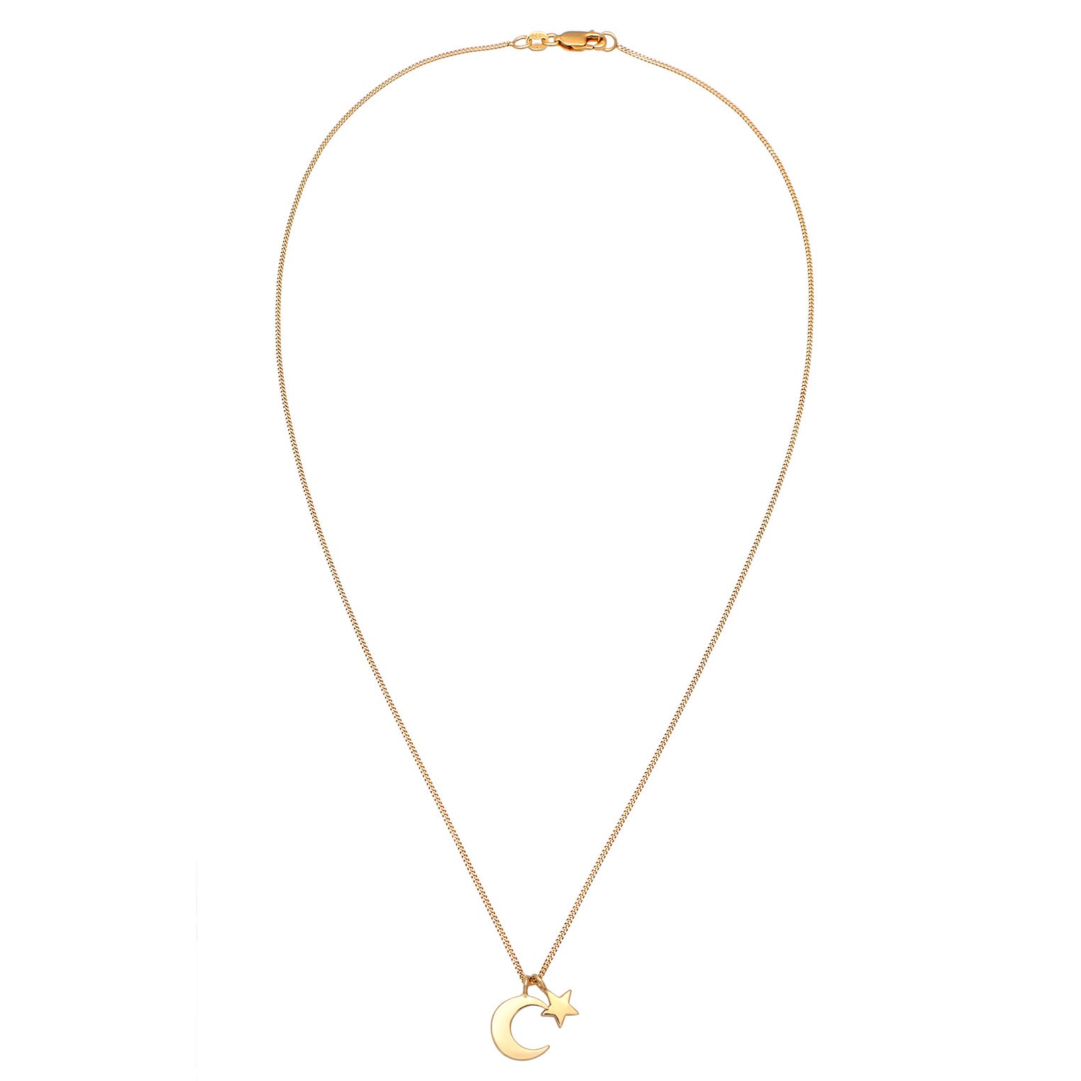 Gold - Elli PREMIUM | Halskette Mond Stern | 375er Gelbgold