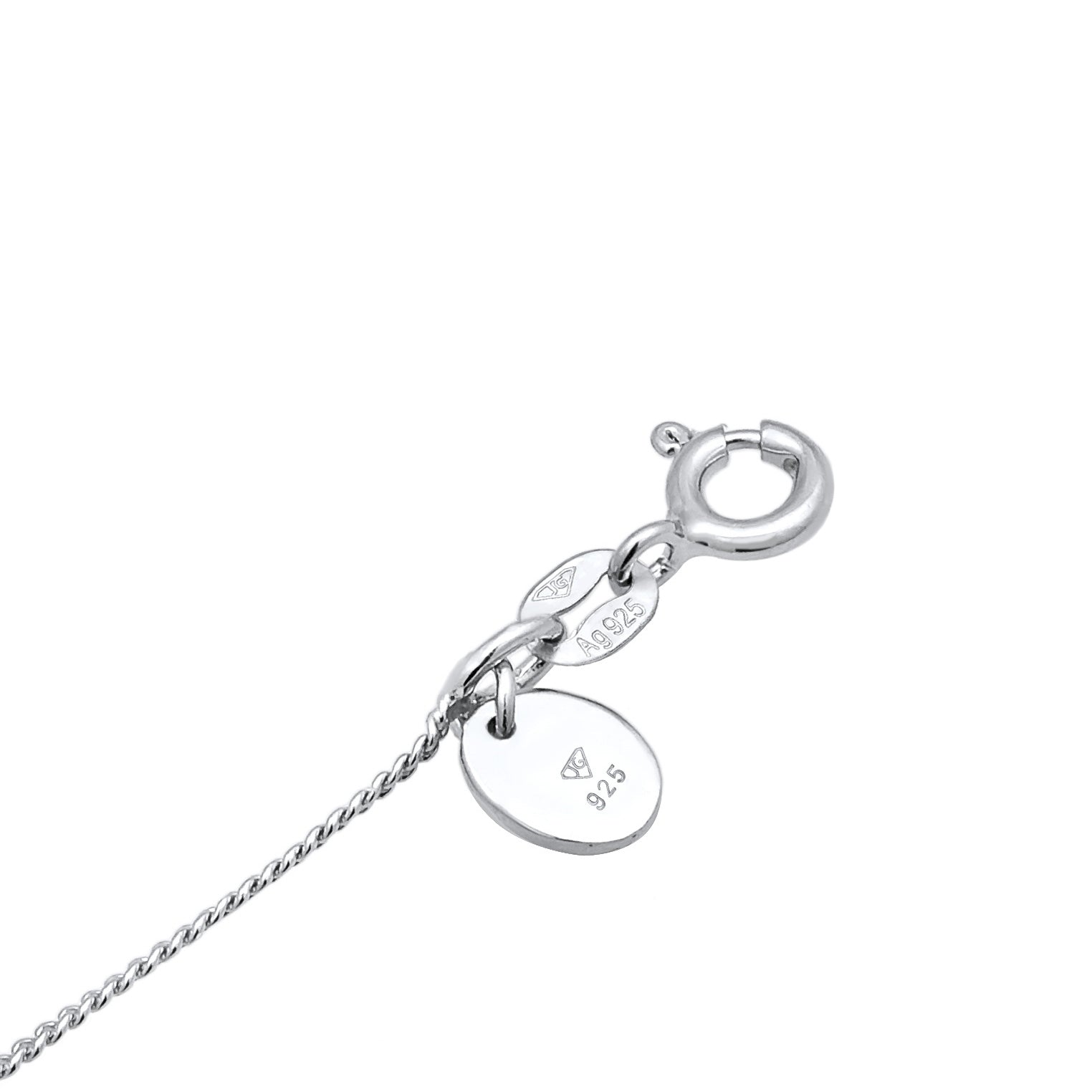 Silber - Elli PREMIUM | Halskette Solitär | Mondstein (Weiß) | 925er Sterling Silber
