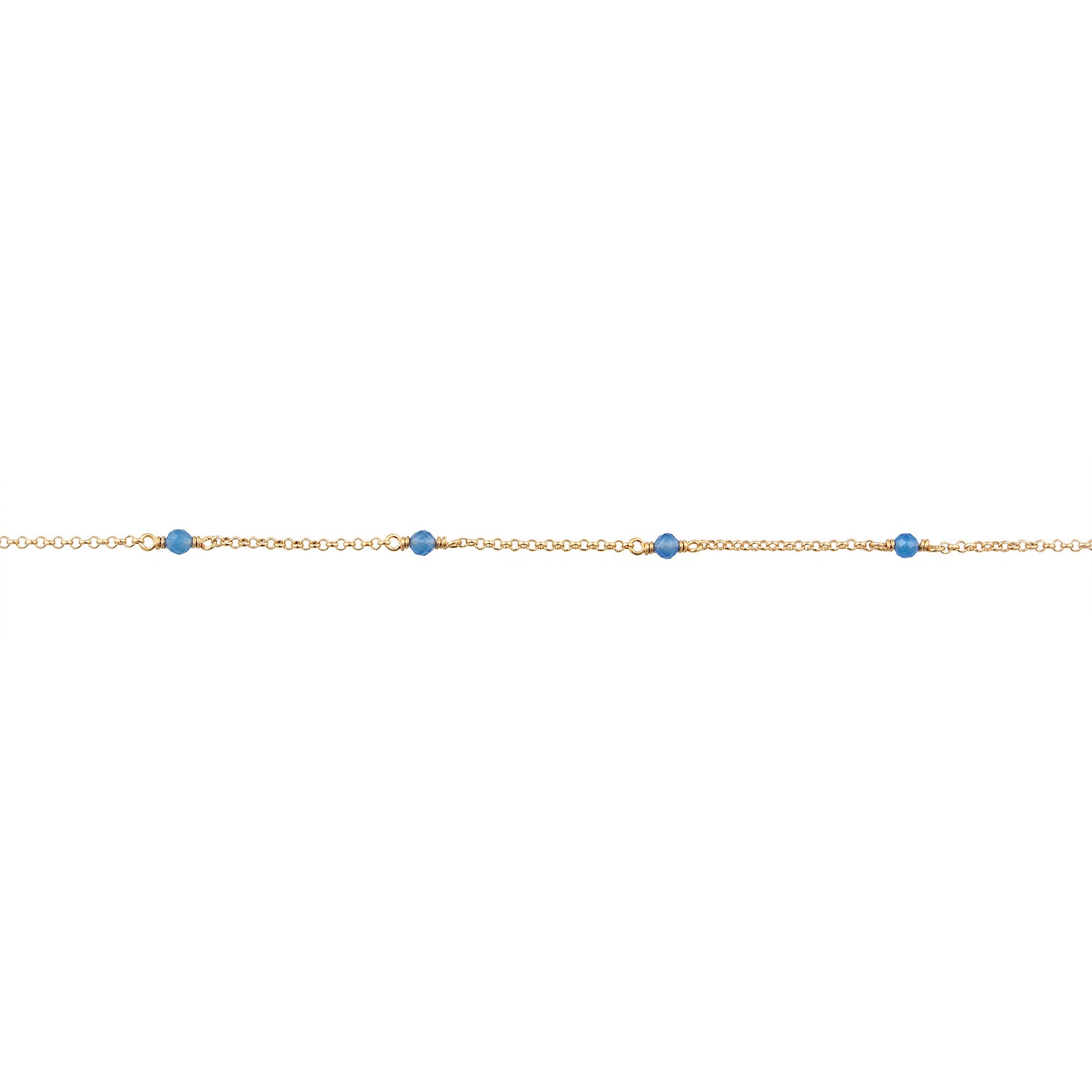Gold - Elli | Halskette Beads | Achat (Blau) | 925er Sterling Silber Vergoldet
