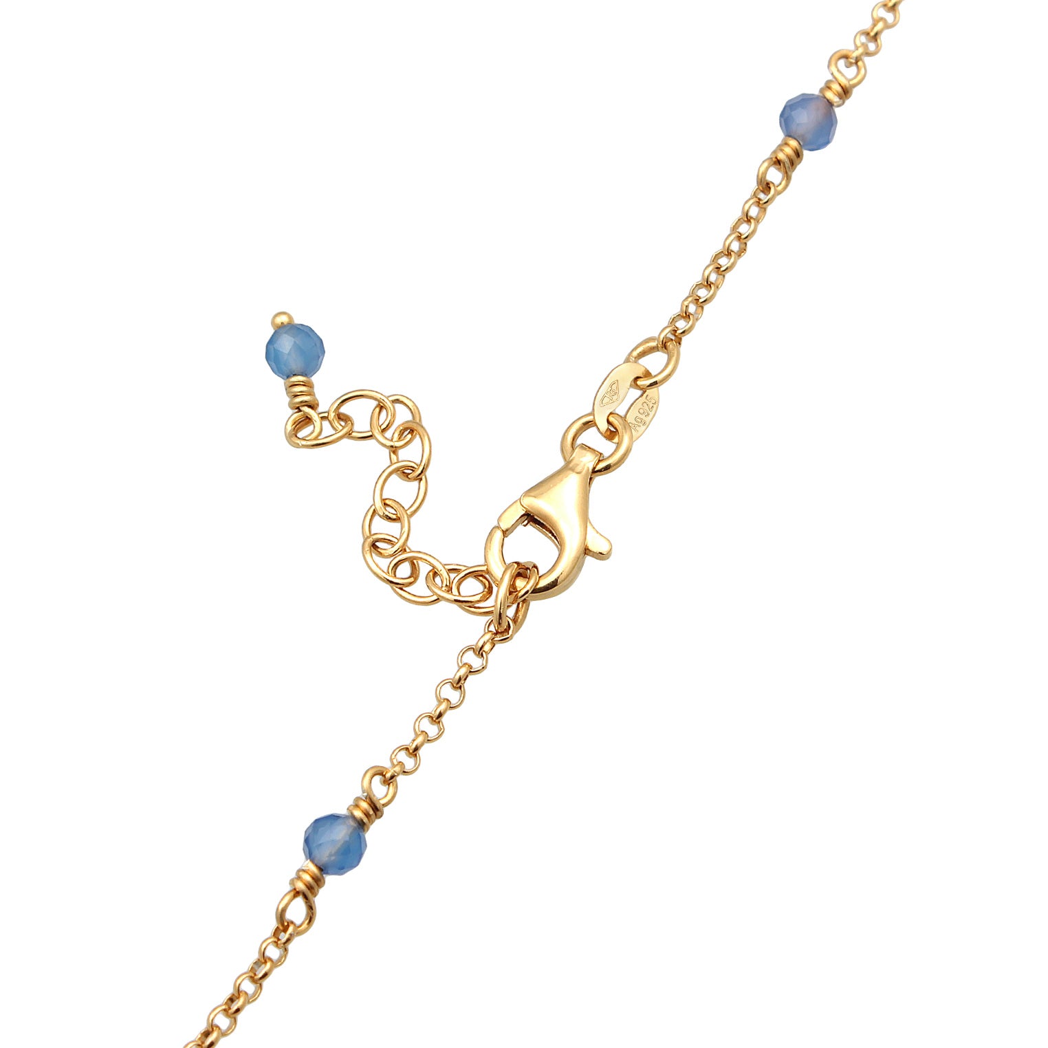 Gold - Elli | Halskette Beads | Achat (Blau) | 925er Sterling Silber Vergoldet