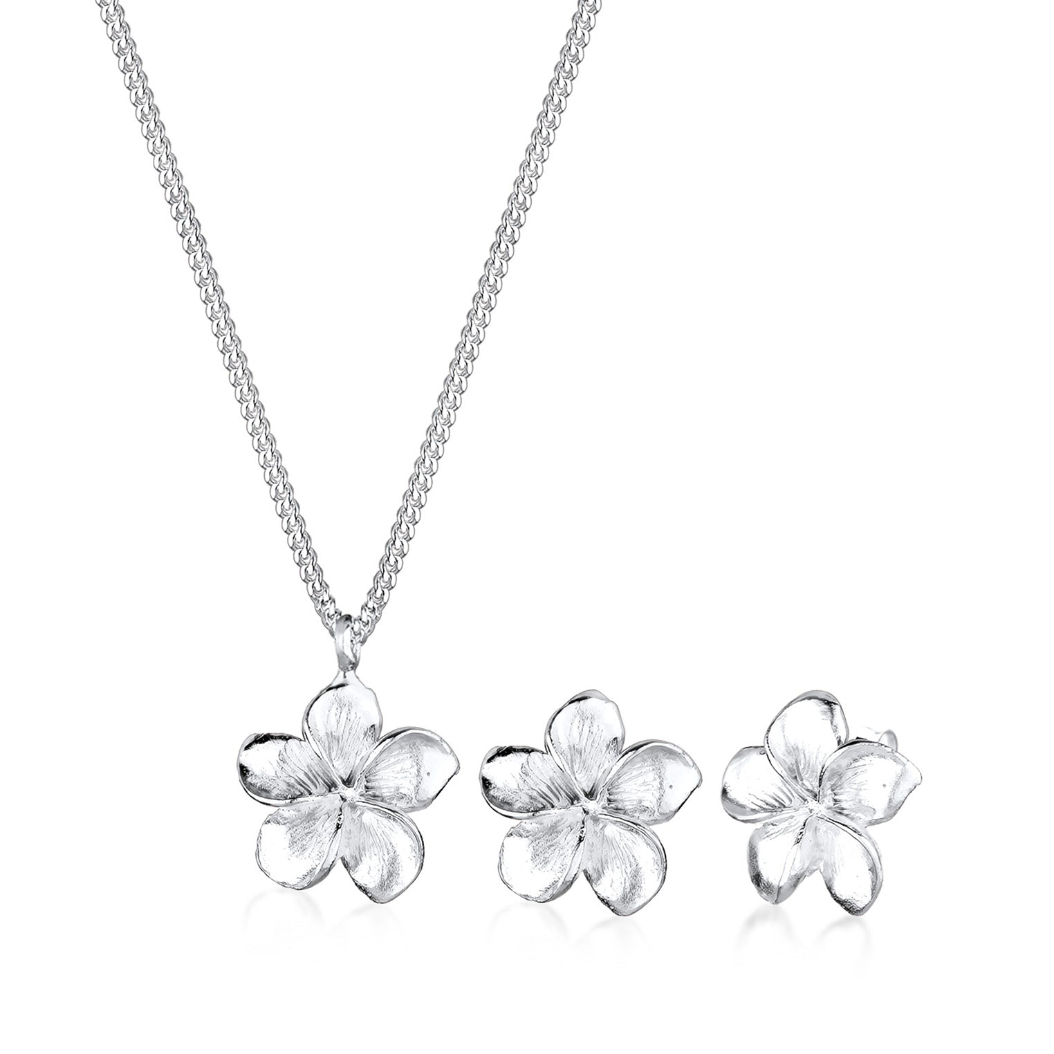 Silber - Elli | Schmuckset Frangipani Blüte | 925 Sterling Silber