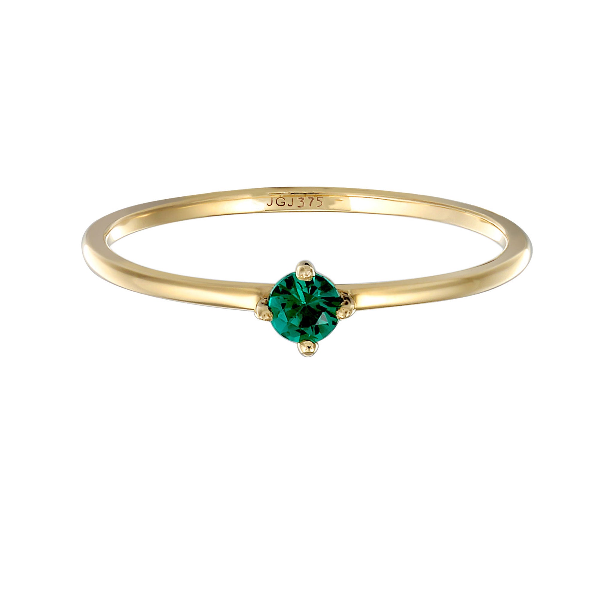 Gold - Elli PREMIUM | Solitär-Ring | synth. Smaragd (Grün) | 925er Sterling Silber