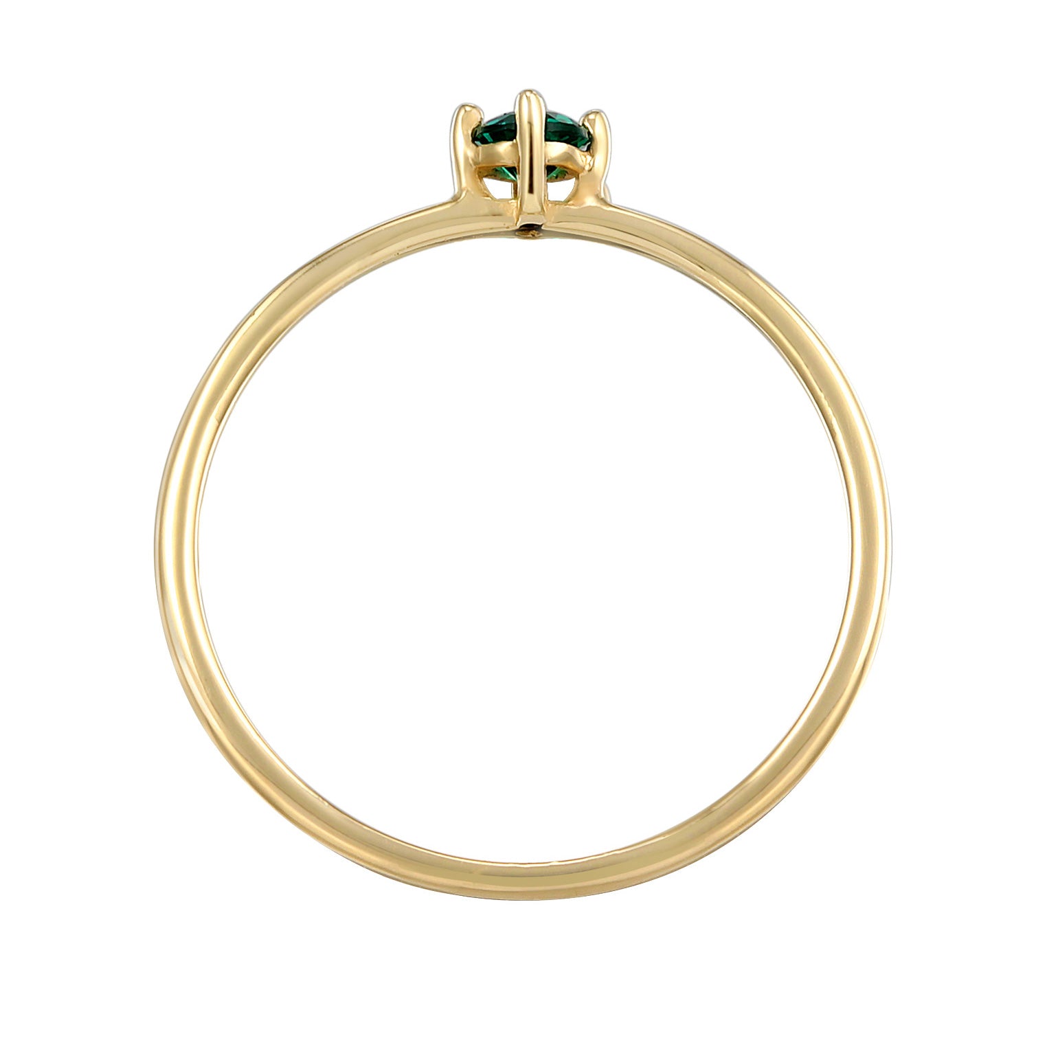 Gold - Elli PREMIUM | Solitär-Ring | synth. Smaragd (Grün) | 925er Sterling Silber