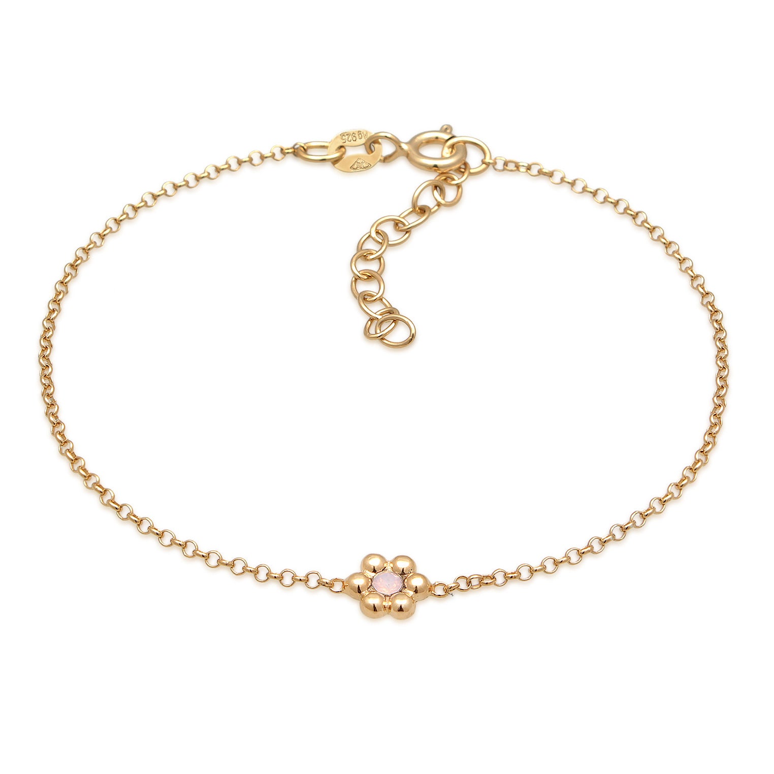 Gold - Elli | Armband Blüte | Kristall (Rosa) | 925er Sterling Silber Vergoldet