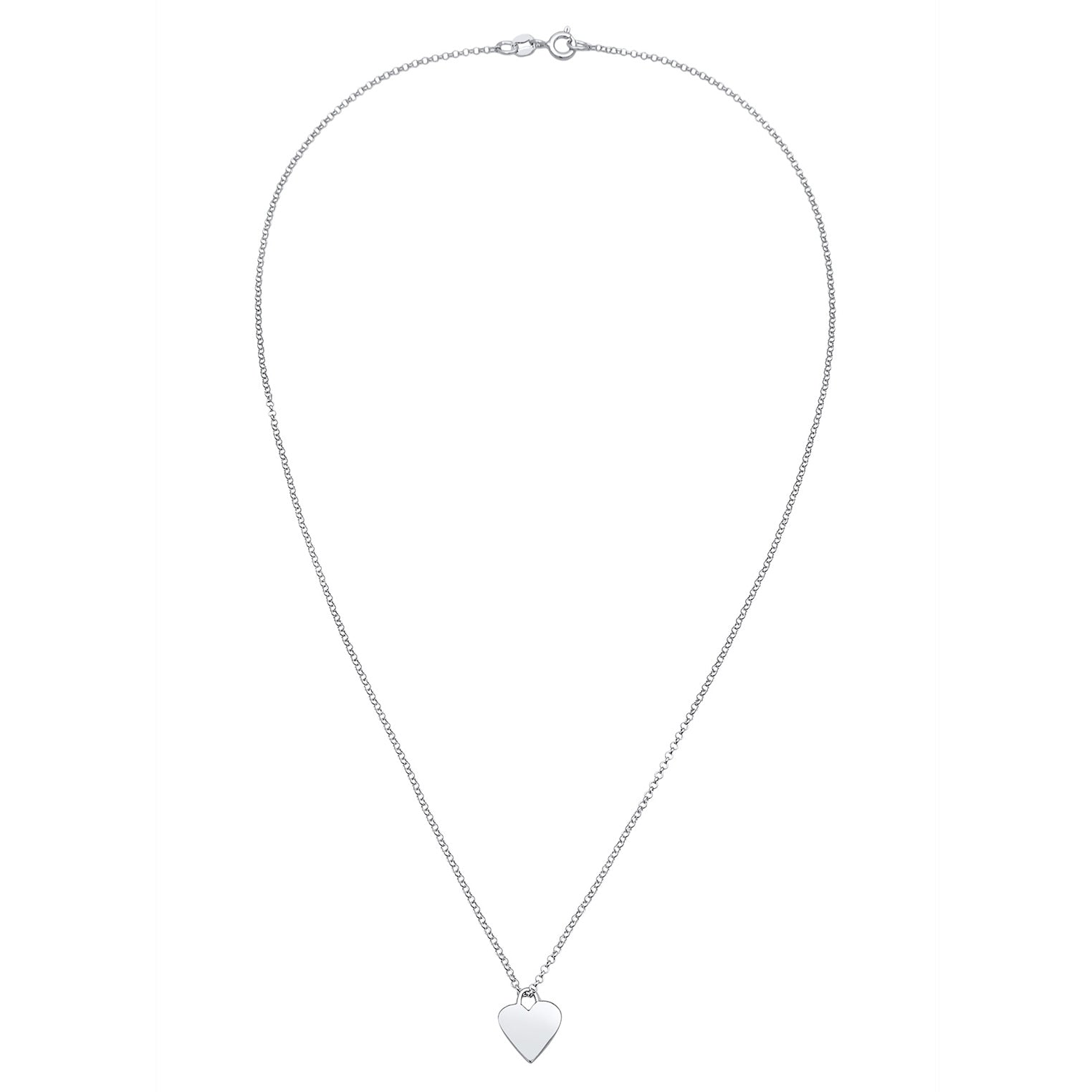 Silber - Elli | Halskette Herz Plättchen | 925er Sterling Silber