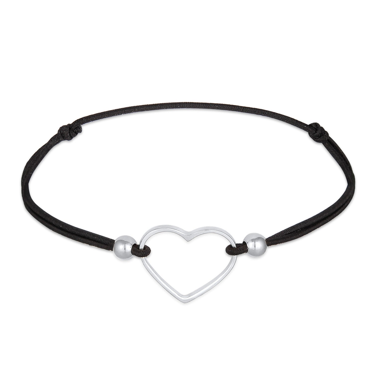 Silber - Elli | Armband Herz | Gummiband | 925er Sterling Silber