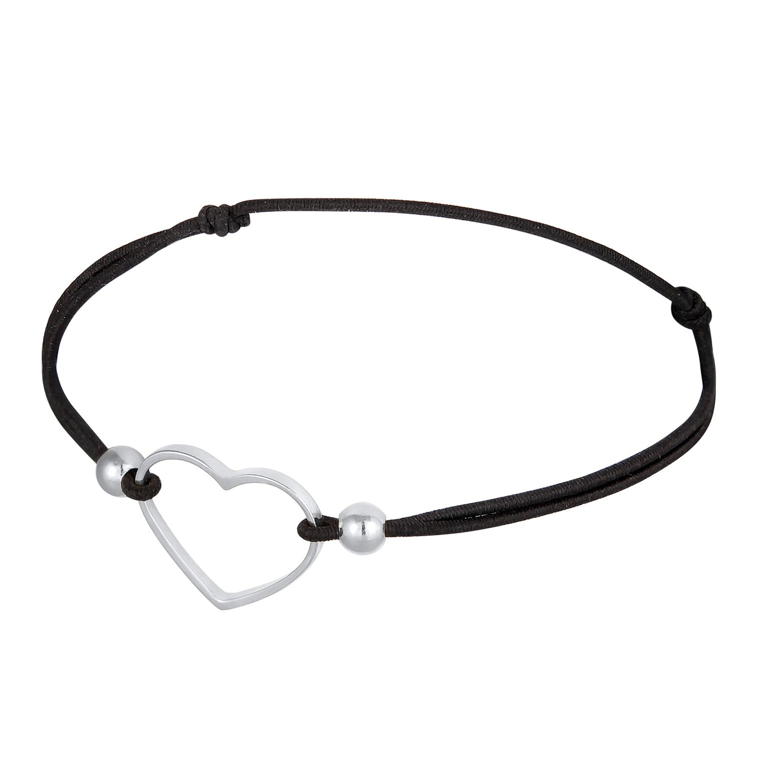 Silber - Elli | Armband Herz | Gummiband | 925er Sterling Silber