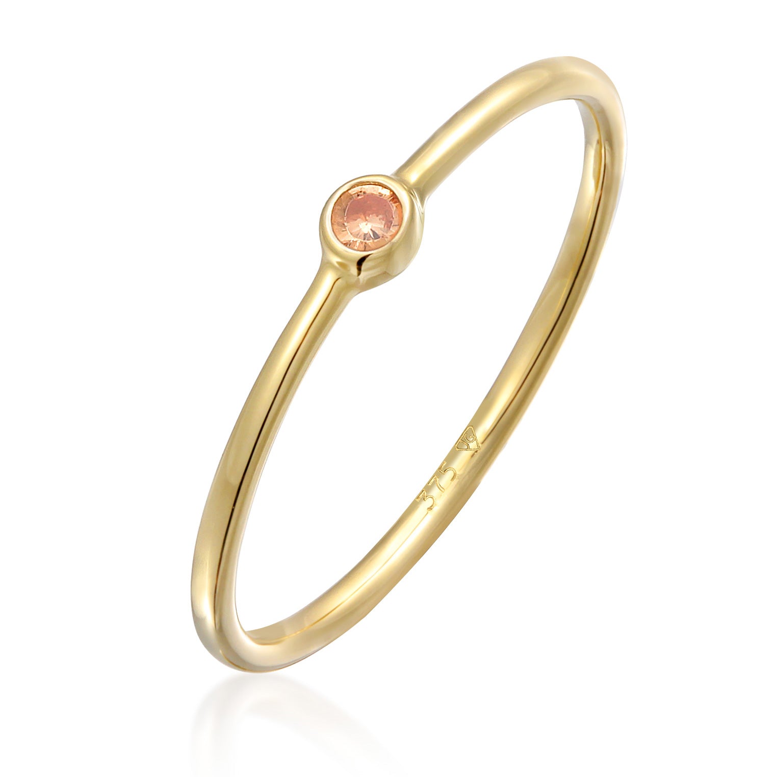 Pink - Elli PREMIUM | Solitär-Ring | Zirkonia (Rosa) | 375er Gelbgold