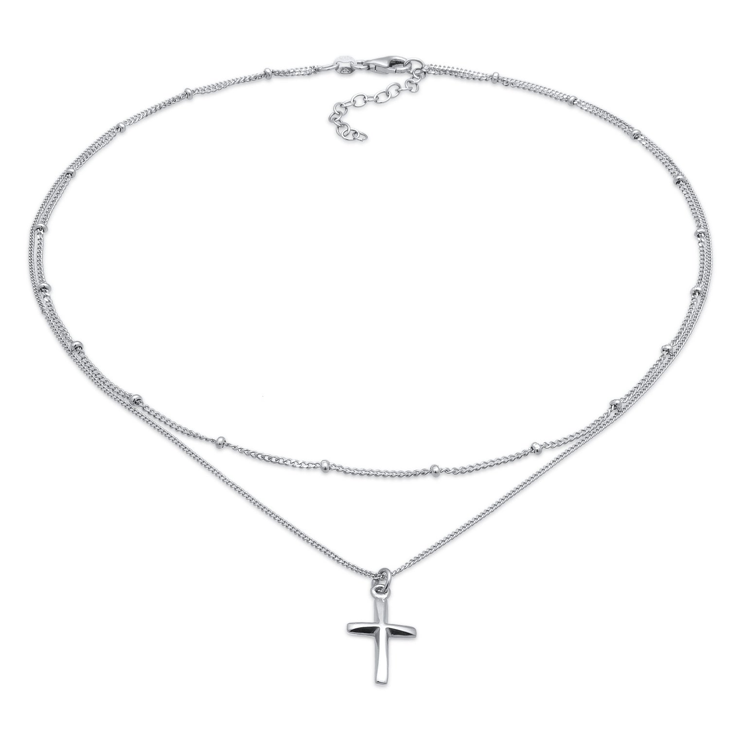 Silber - Elli | Kugel-Choker Kreuz | 925 Sterling Silber