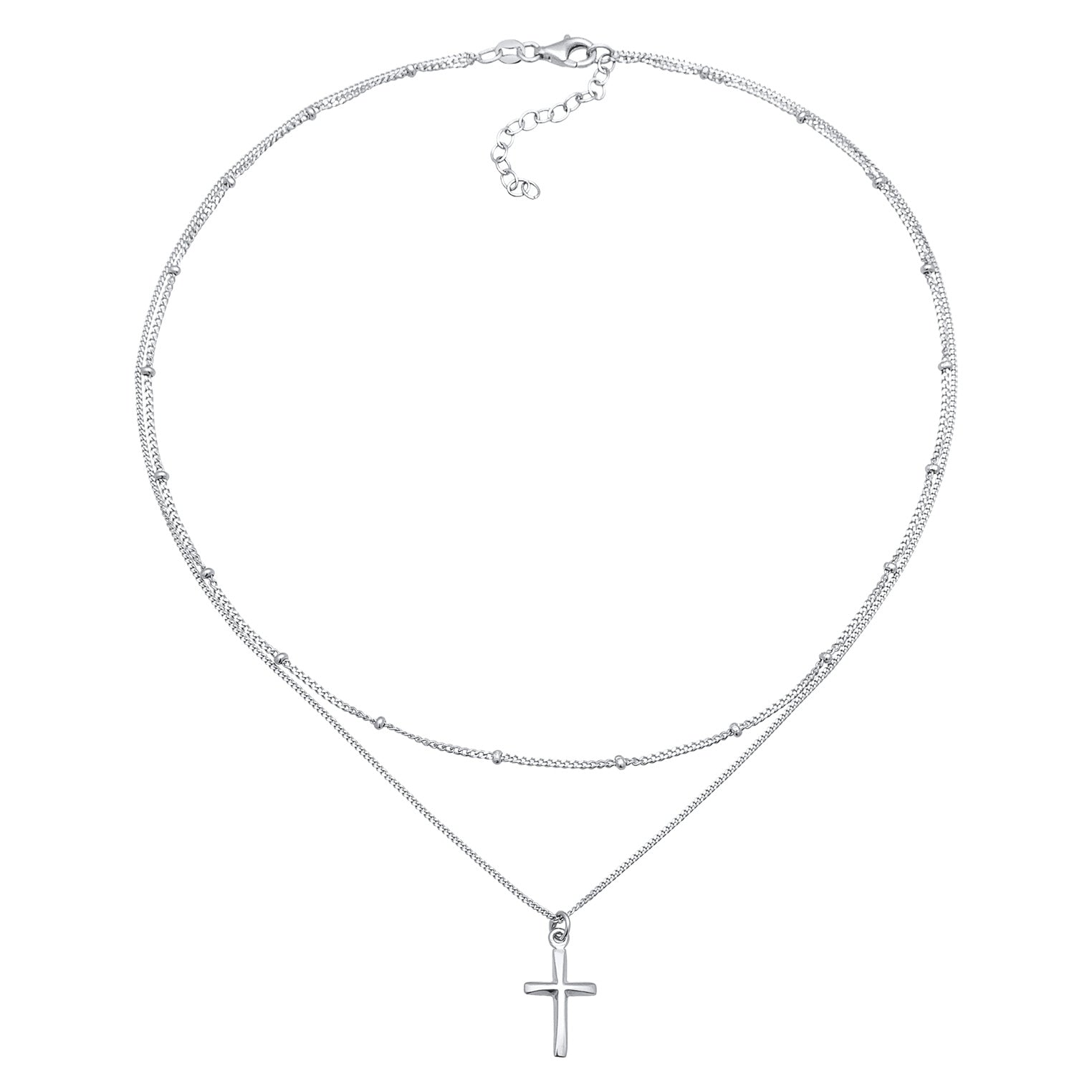 Silber - Elli | Kugel-Choker Kreuz | 925 Sterling Silber