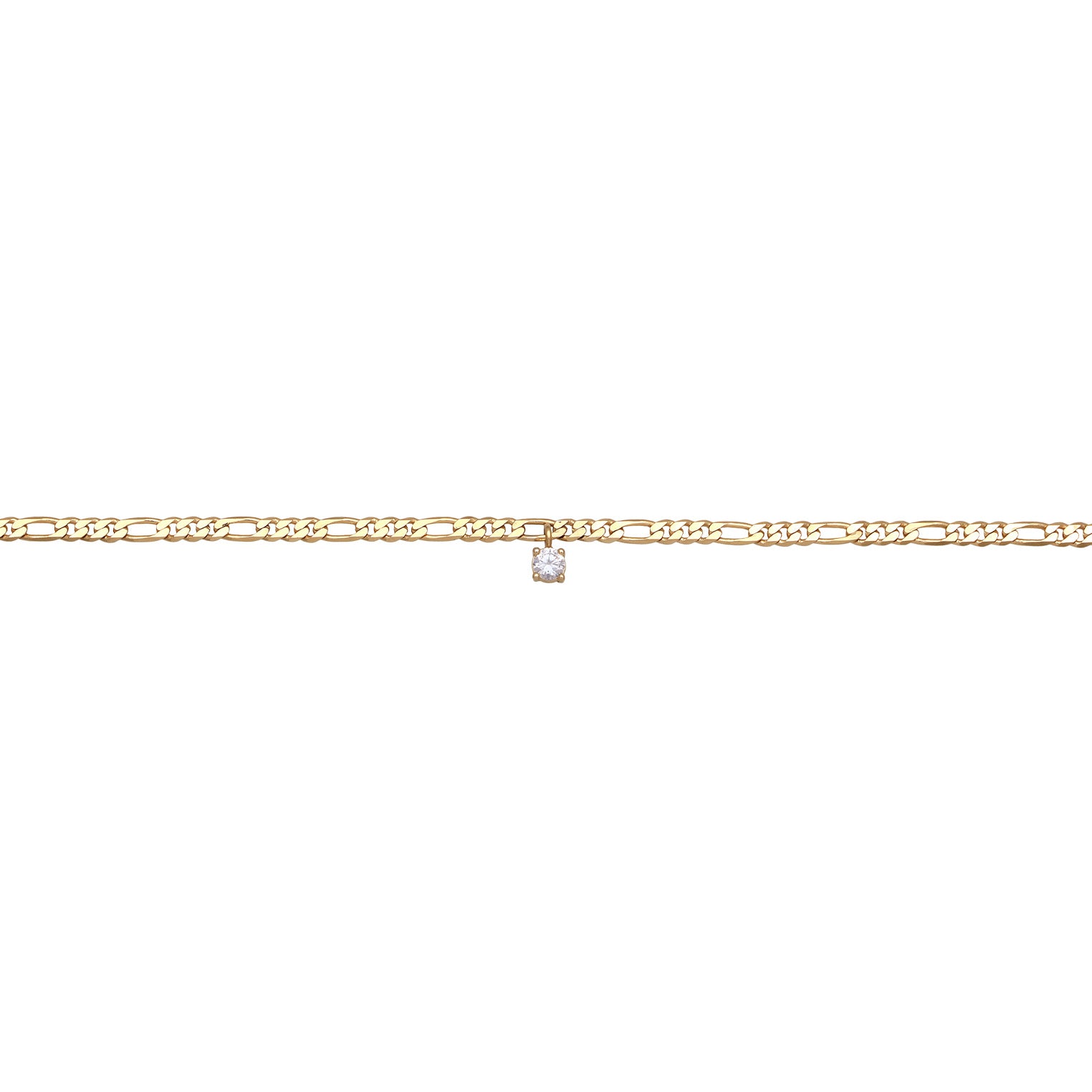 Gold - Elli | Figaro-Choker | Zirkonia (Weiß) | Messing