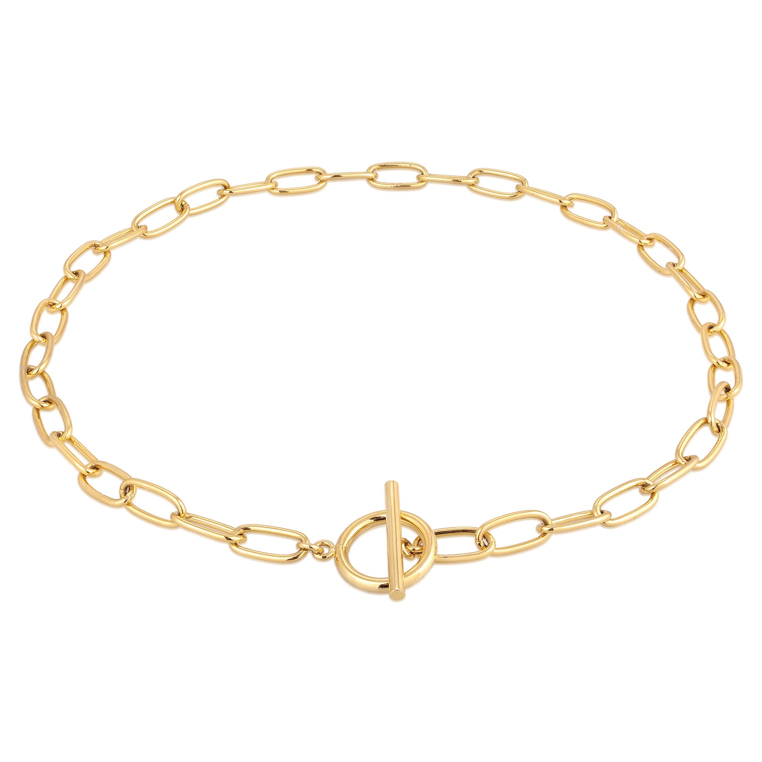 Gold - Elli | Glieder-Halskette T-Verschluss | Messing
