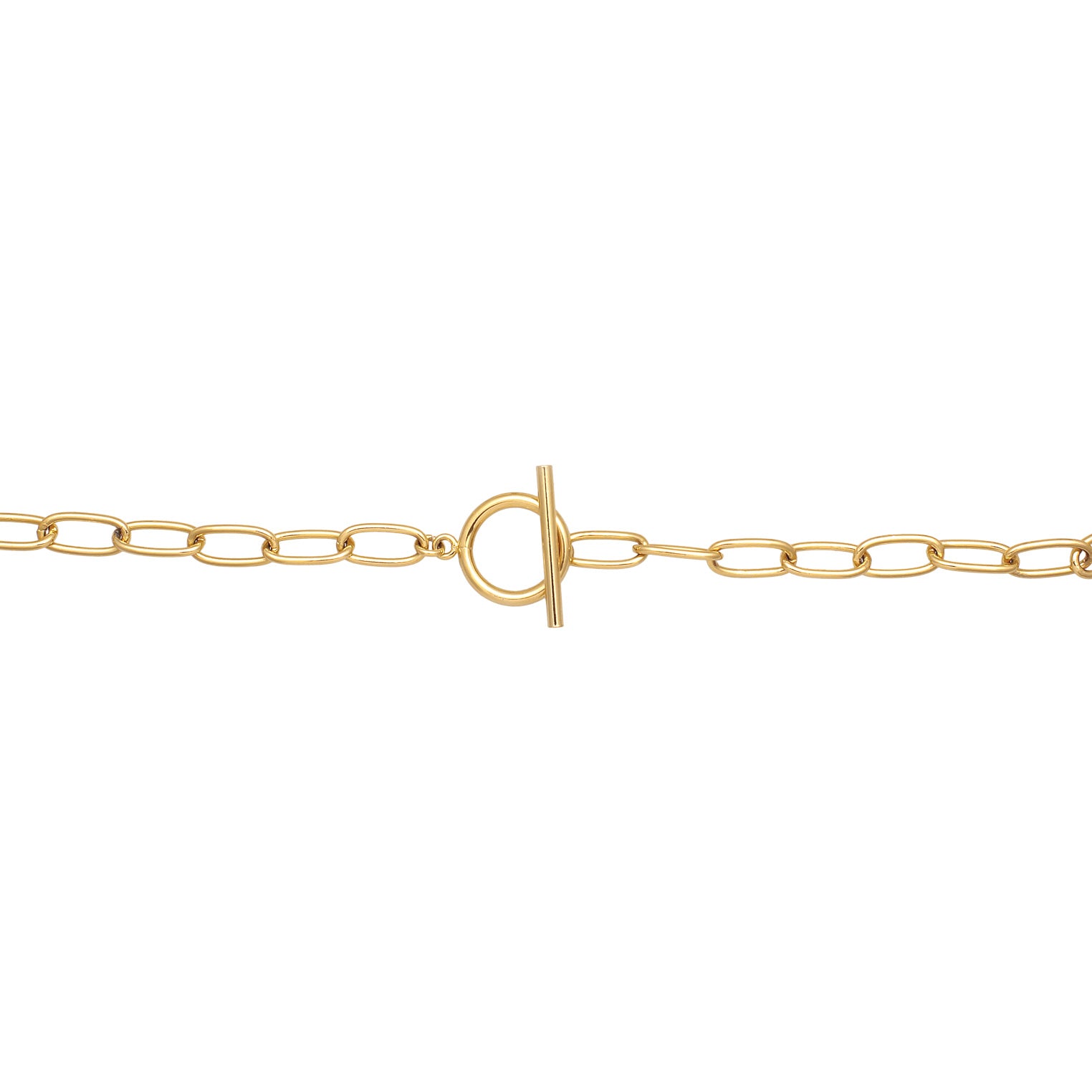 Gold - Elli | Glieder-Halskette T-Verschluss | Messing