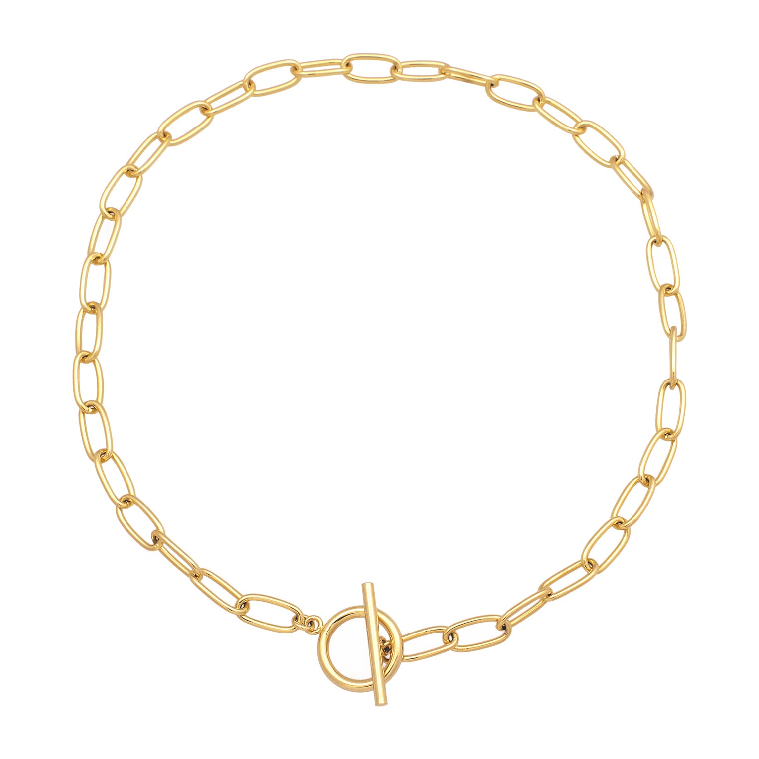 Gold - Elli | Glieder-Halskette T-Verschluss | Messing