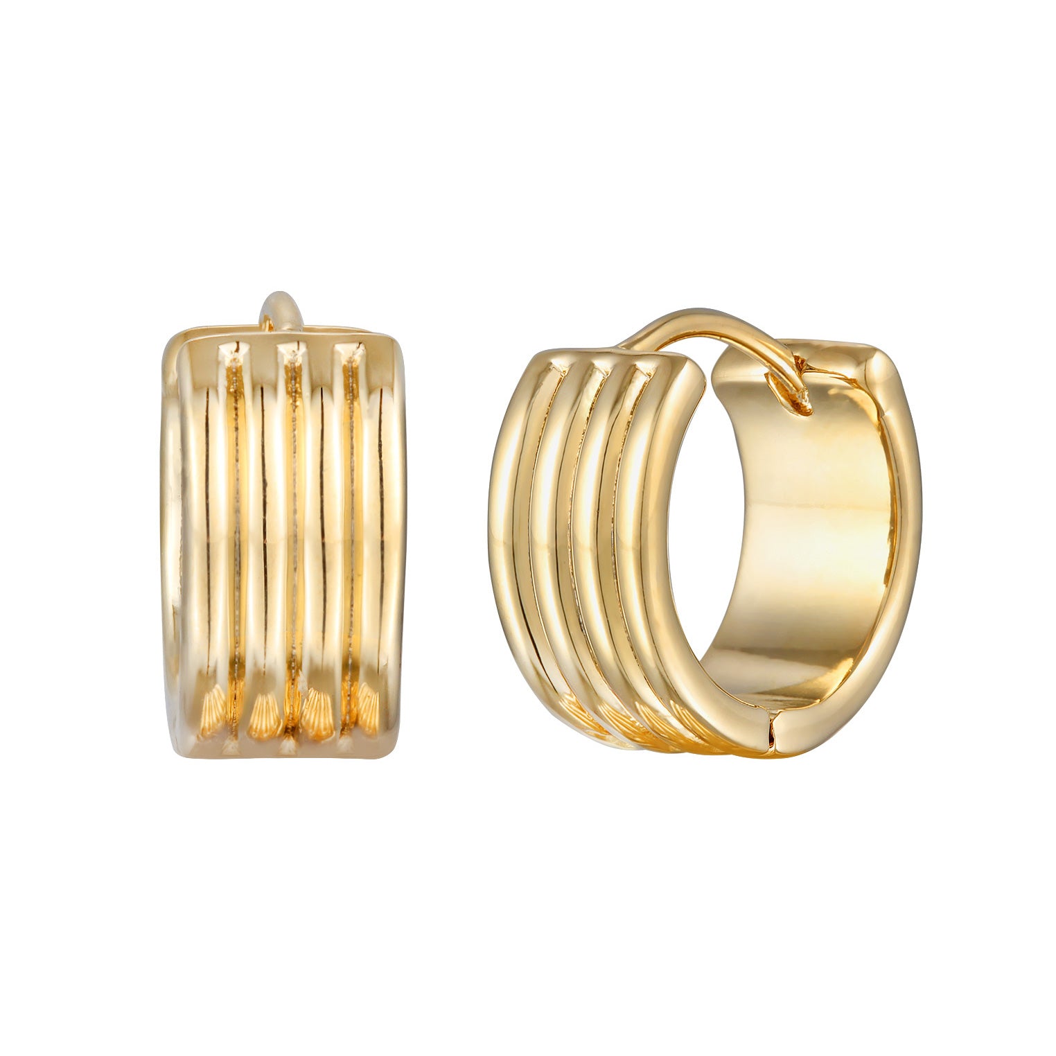 Gold - Elli | Creolen Chunky Rillen | Messing