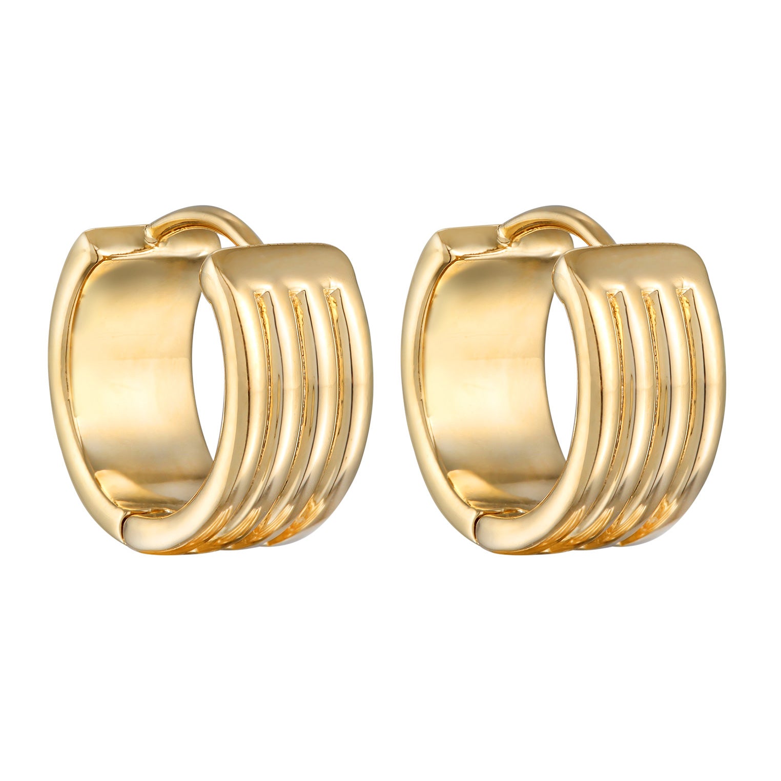 Gold - Elli | Creolen Chunky Rillen | Messing