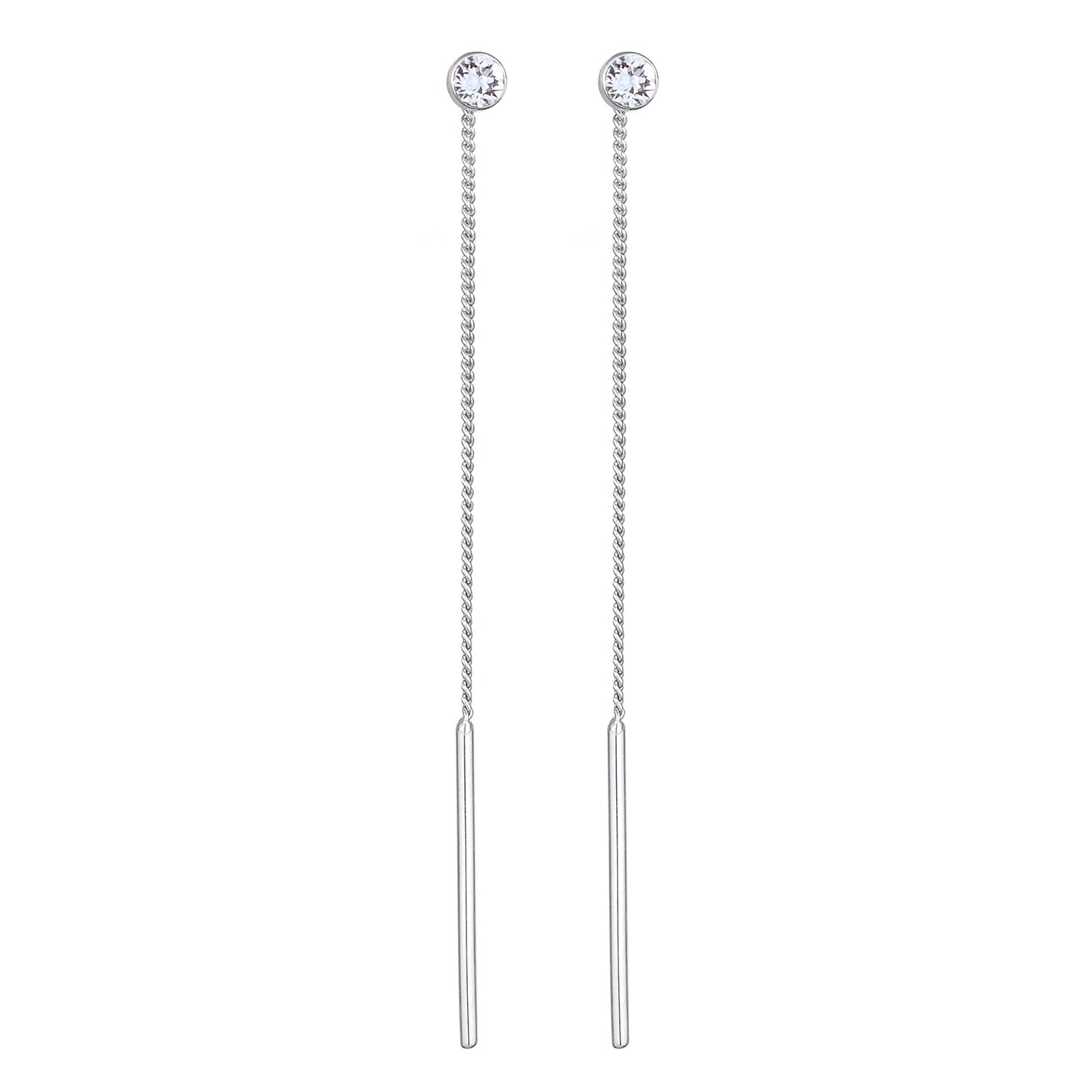 Silber - Elli | Ohrhänger Durchziehen Solitär | Mit Kristallen von Swarovski® (Weiß) | 925er Sterling Silber