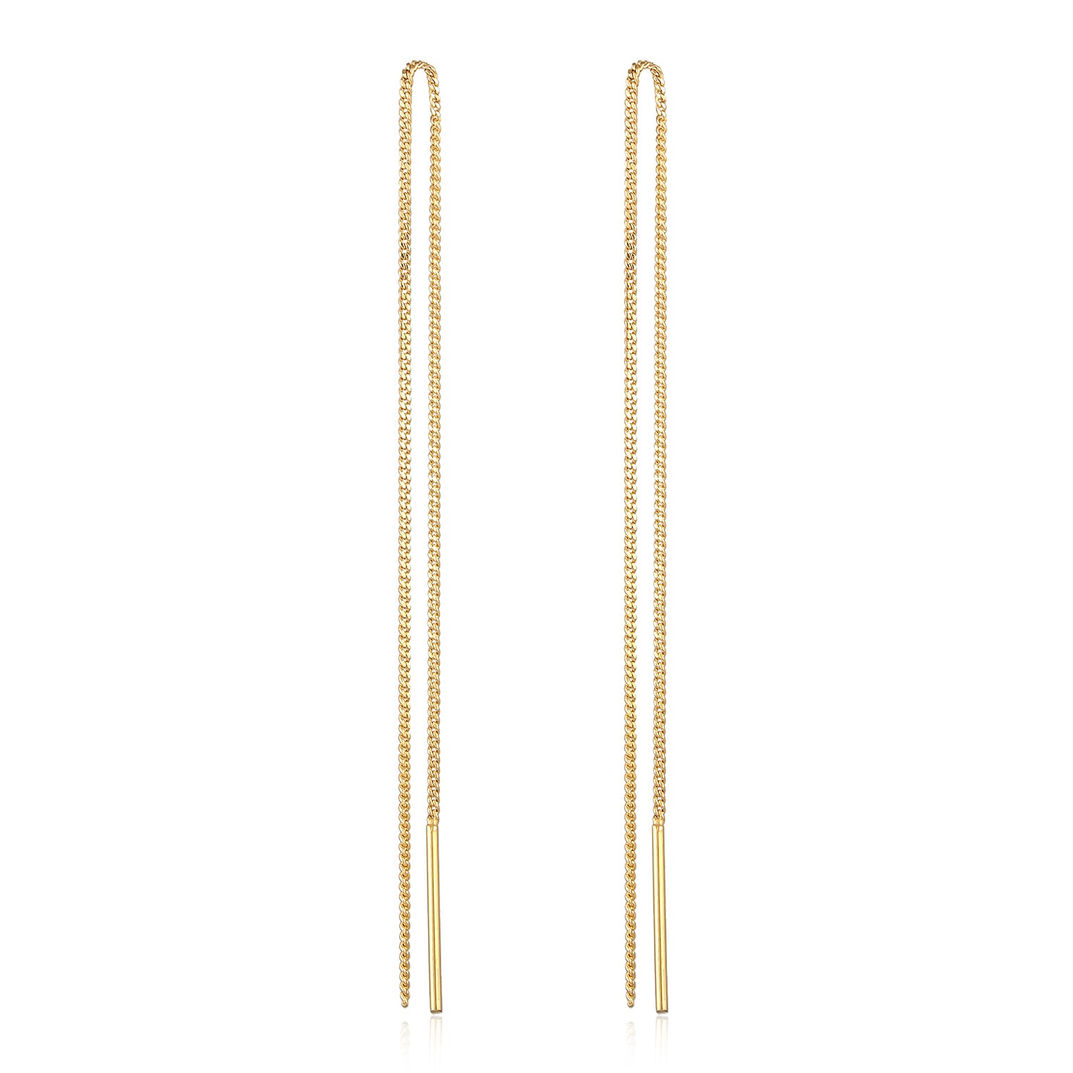 Gold - Elli PREMIUM | Ohrhänger Durchzieher Kette | 925er Sterling Silber Vergoldet