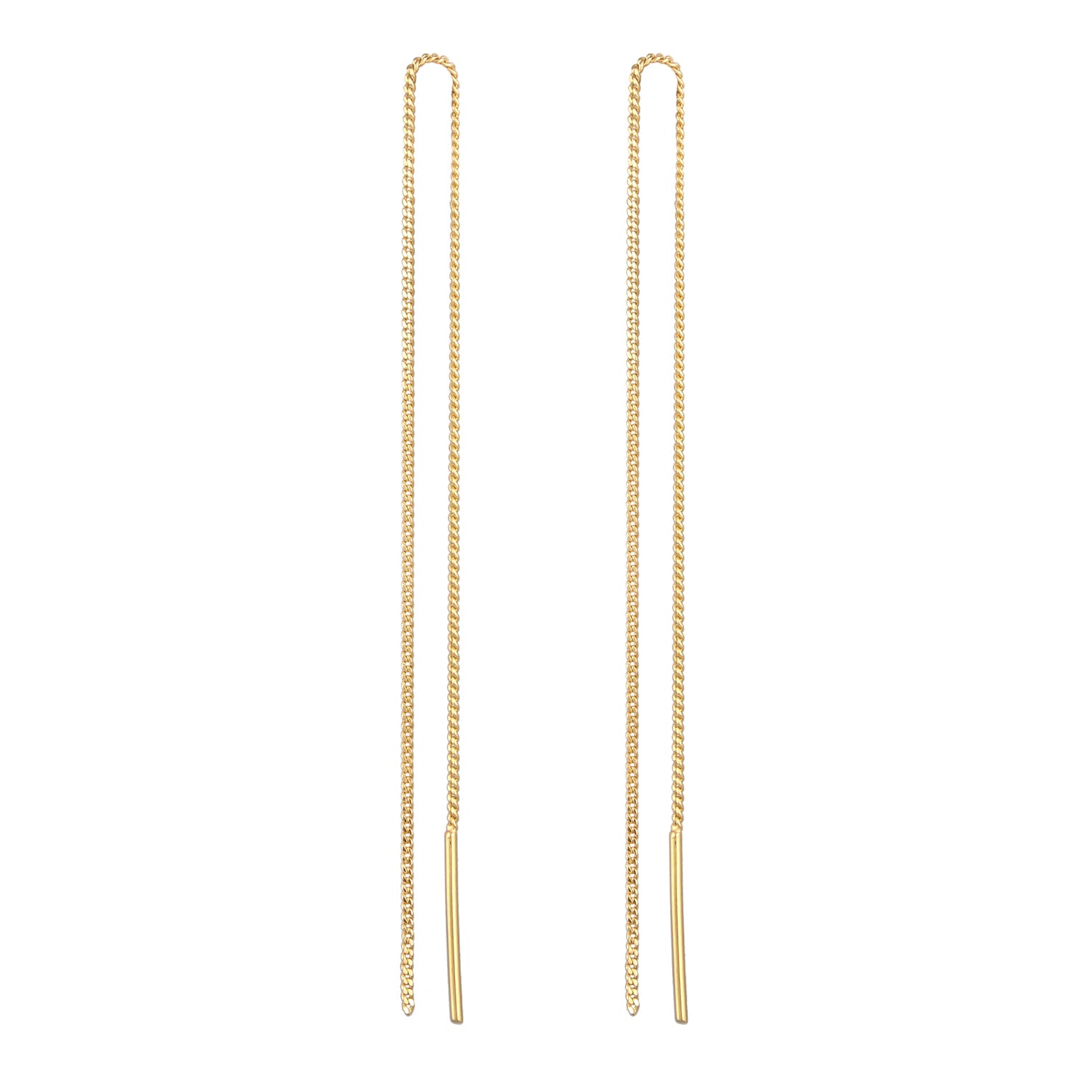 Gold - Elli PREMIUM | Ohrhänger Durchzieher Kette | 925er Sterling Silber Vergoldet