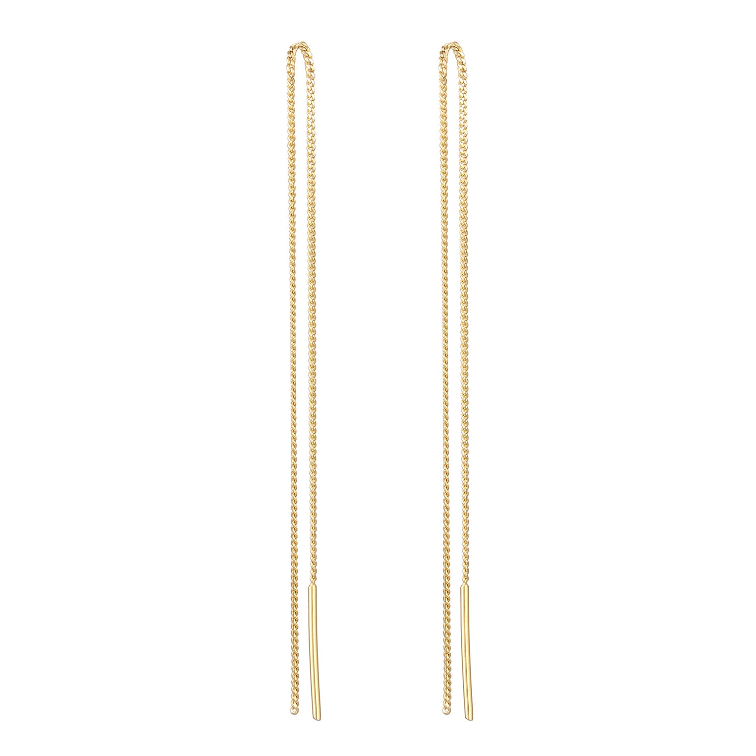 Gold - Elli PREMIUM | Ohrhänger Durchzieher Kette | 925er Sterling Silber Vergoldet