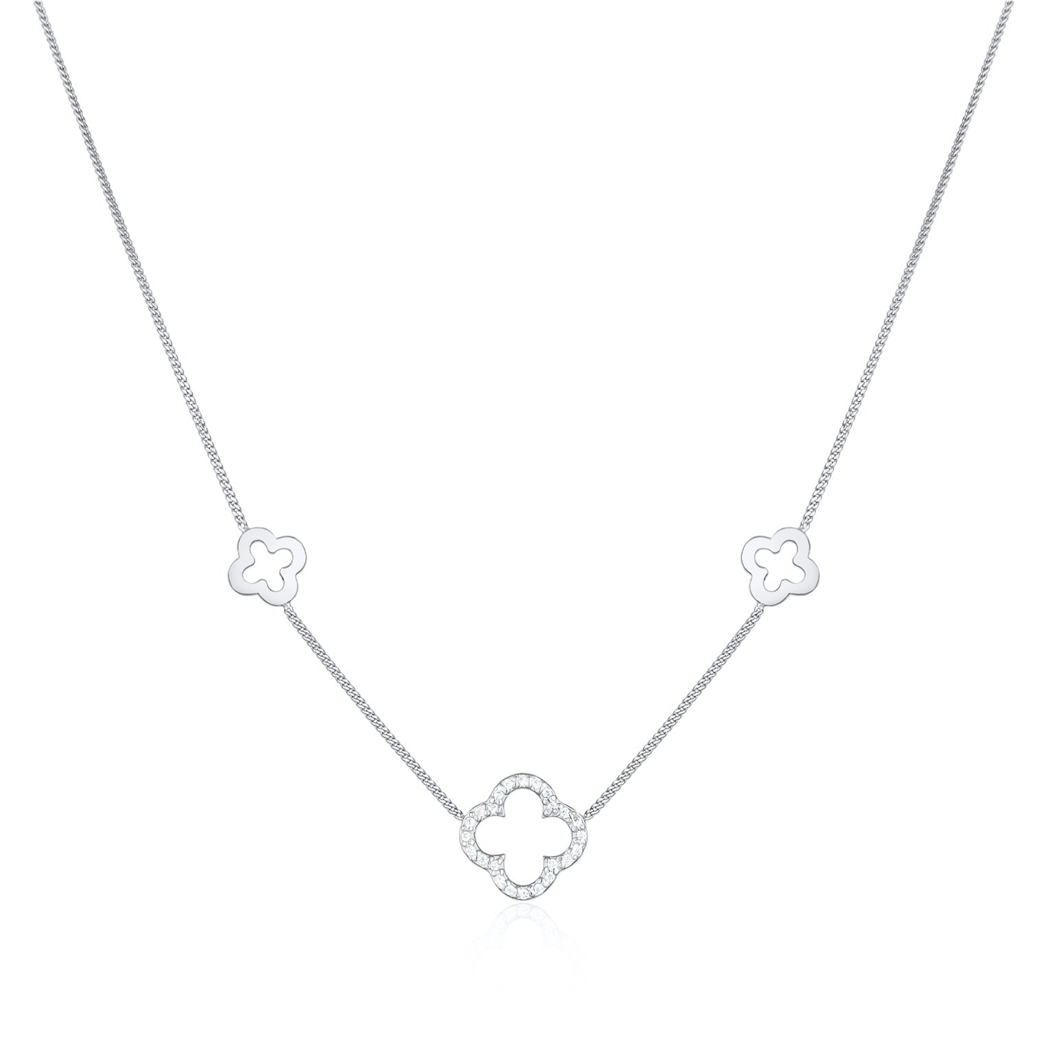 Silber - Elli | Halskette Kleeblatt Symbol | 925er Sterling Silber