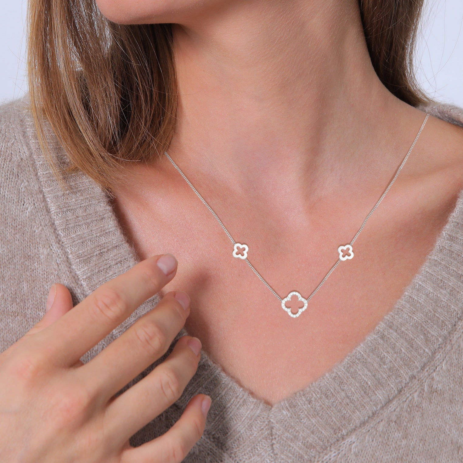 Silber - Elli | Halskette Kleeblatt Symbol | 925er Sterling Silber