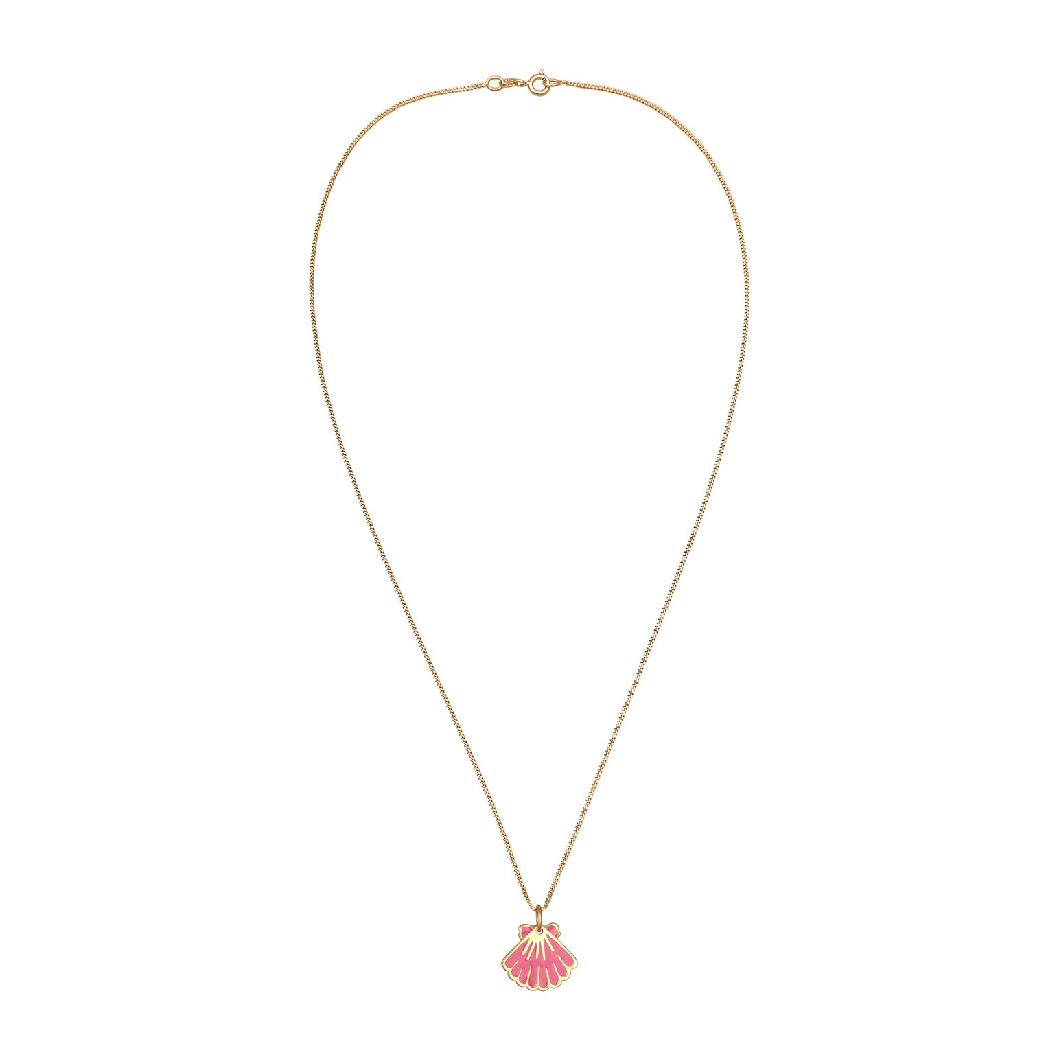 Pink - Elli | Halskette Muschel Anhänger | 925er Sterling Silber Vergoldet