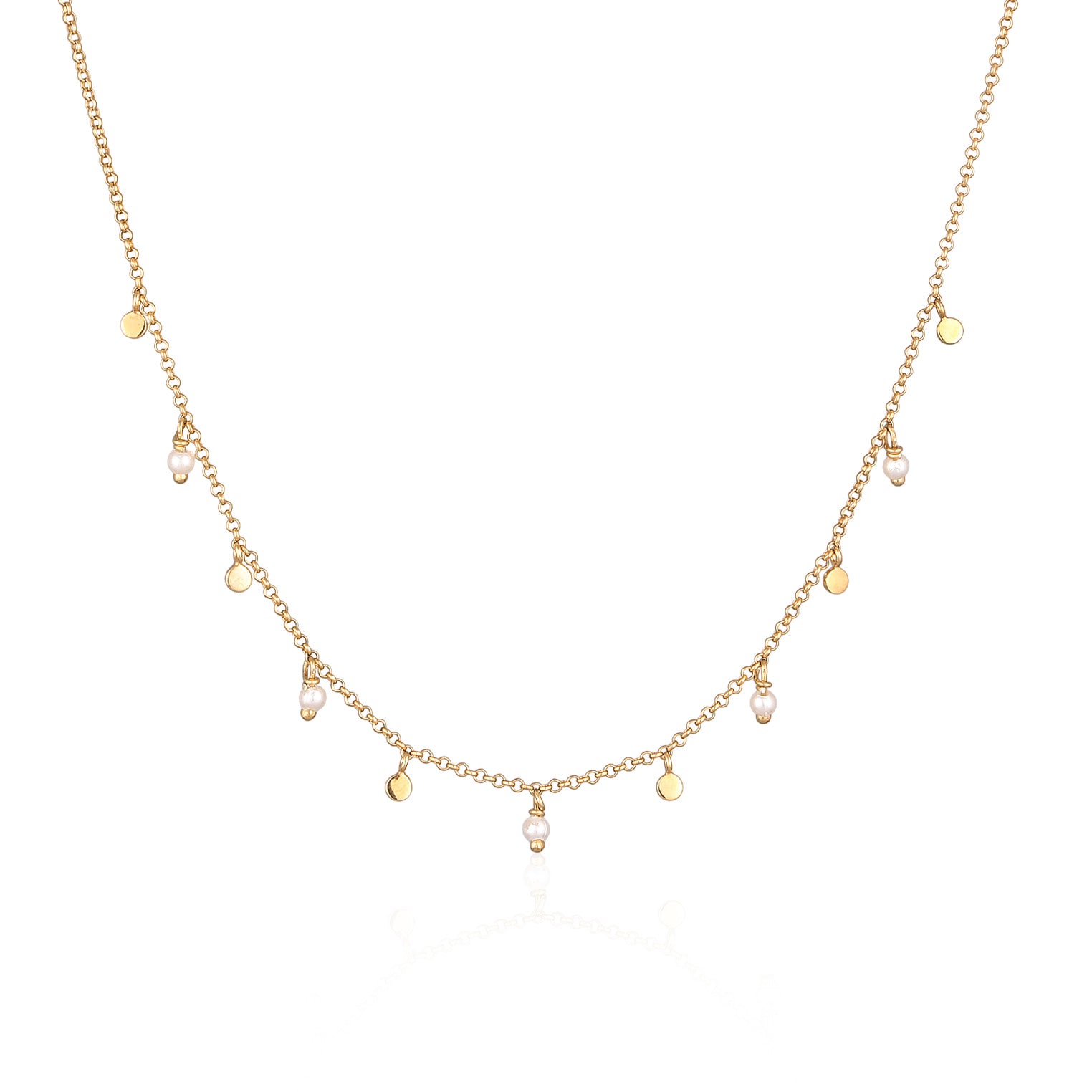 Gold - Elli | Halskette Plättchen | 925er Sterling Silber Vergoldet