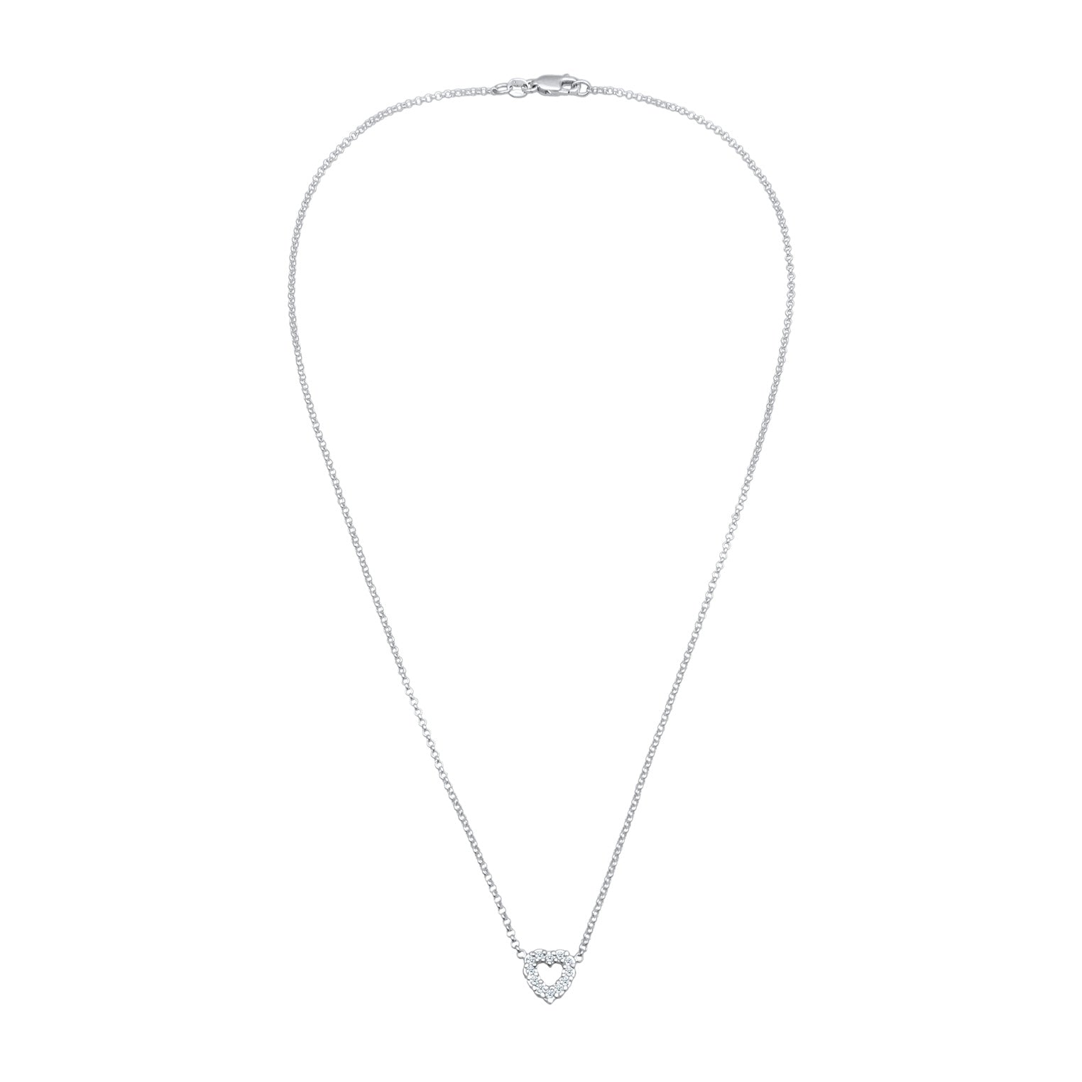 Silber - Elli DIAMONDS | Halskette Herz | Laborgezüchteter Diamant (Weiß, 0.018 ct.) | 925er Sterling Silber