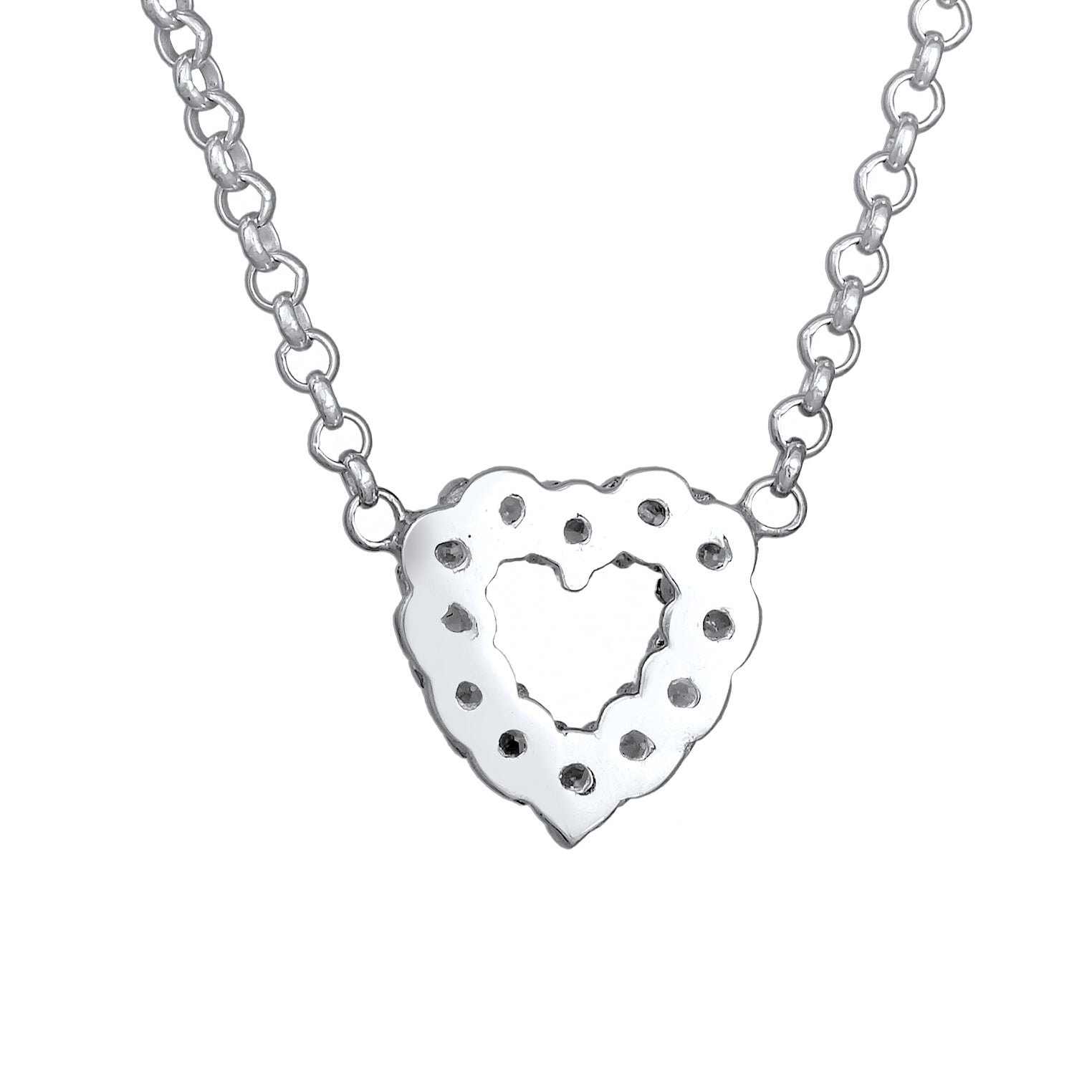 Silber - Elli DIAMONDS | Halskette Herz | Laborgezüchteter Diamant (Weiß, 0.018 ct.) | 925er Sterling Silber
