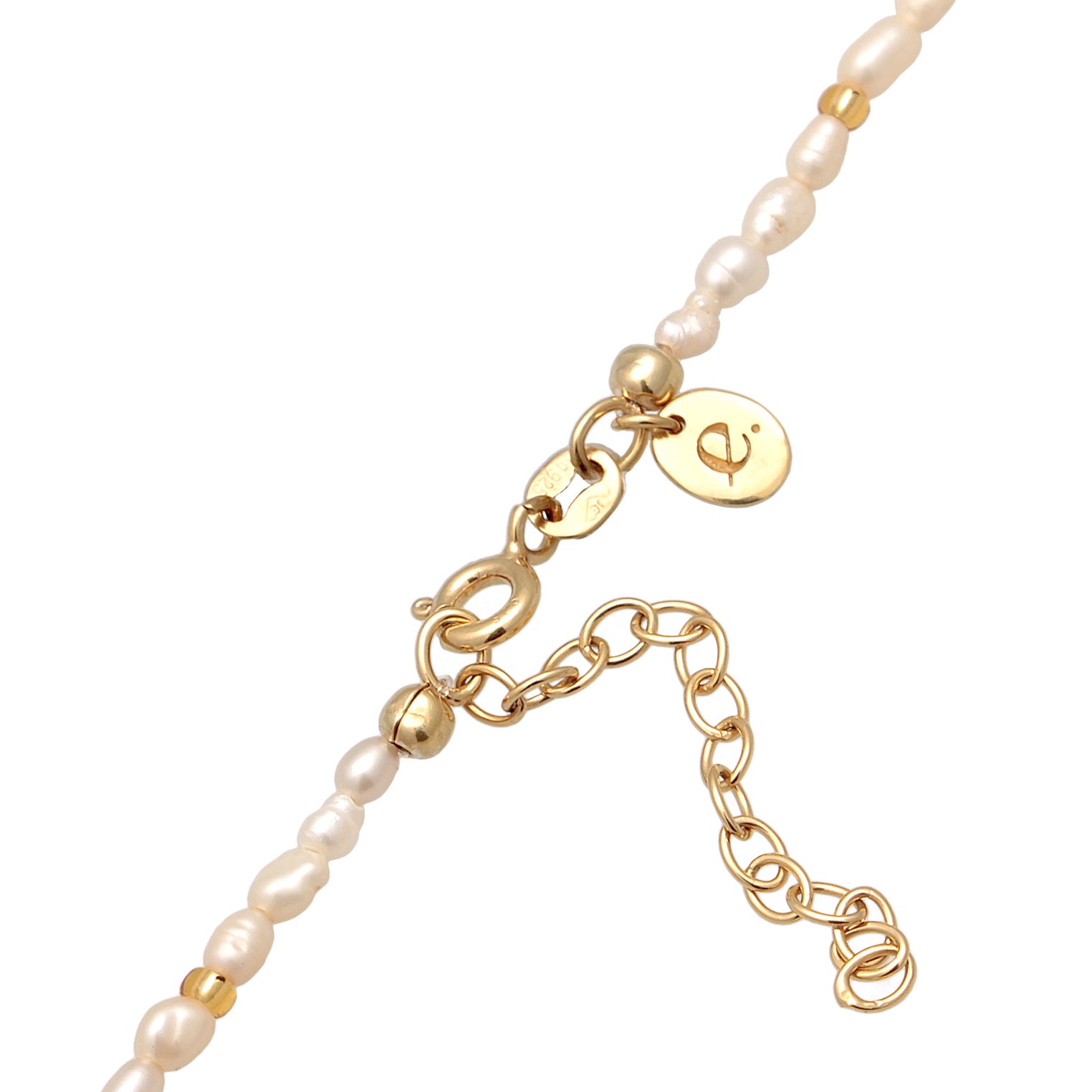 Weiß - Elli PREMIUM | Choker Plättchen| Süßwasserperlen | 925er Sterling Silber Vergoldet