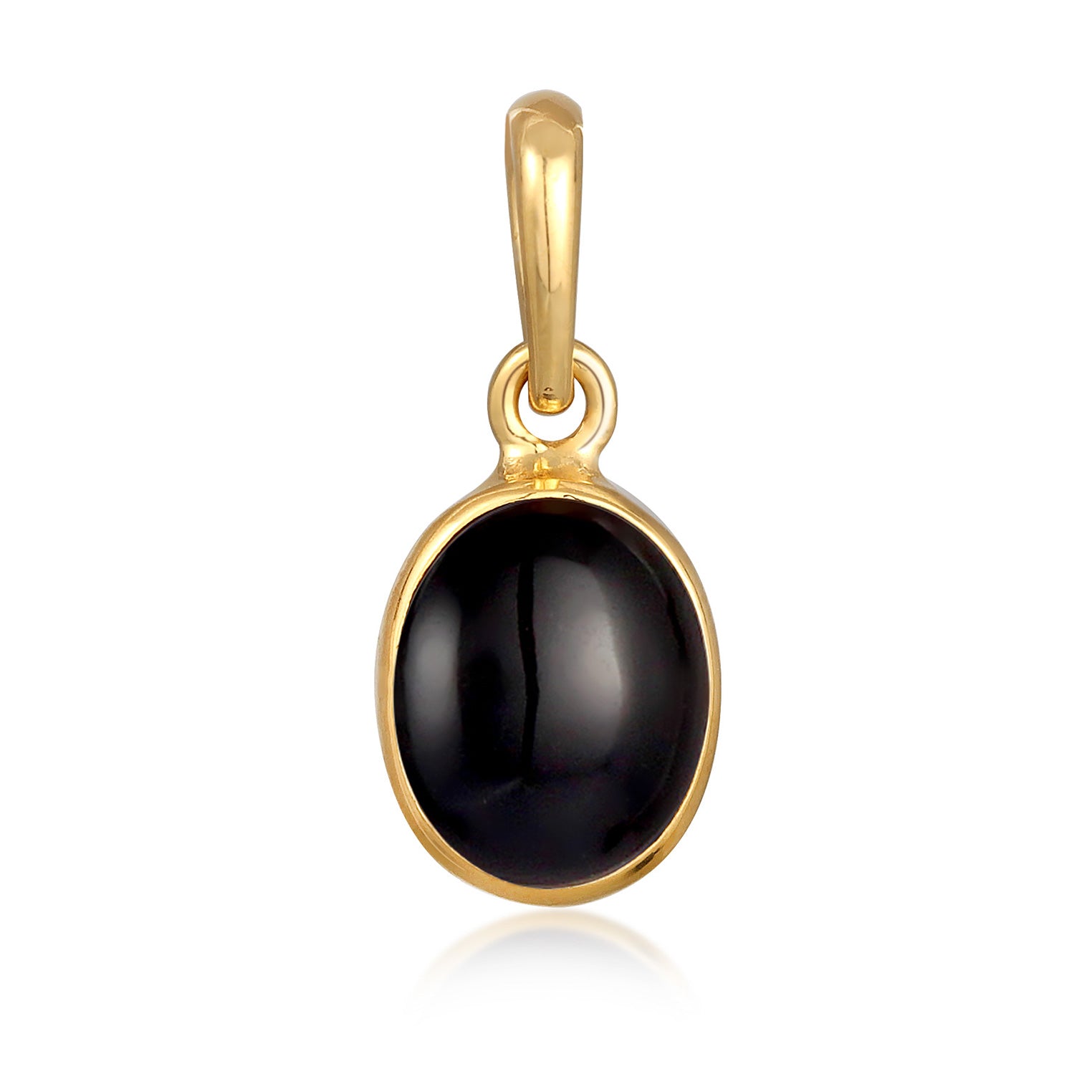 Gold - Elli | Charm Oval | Onyx (Schwarz) | 925 Sterling Silber Vergoldet