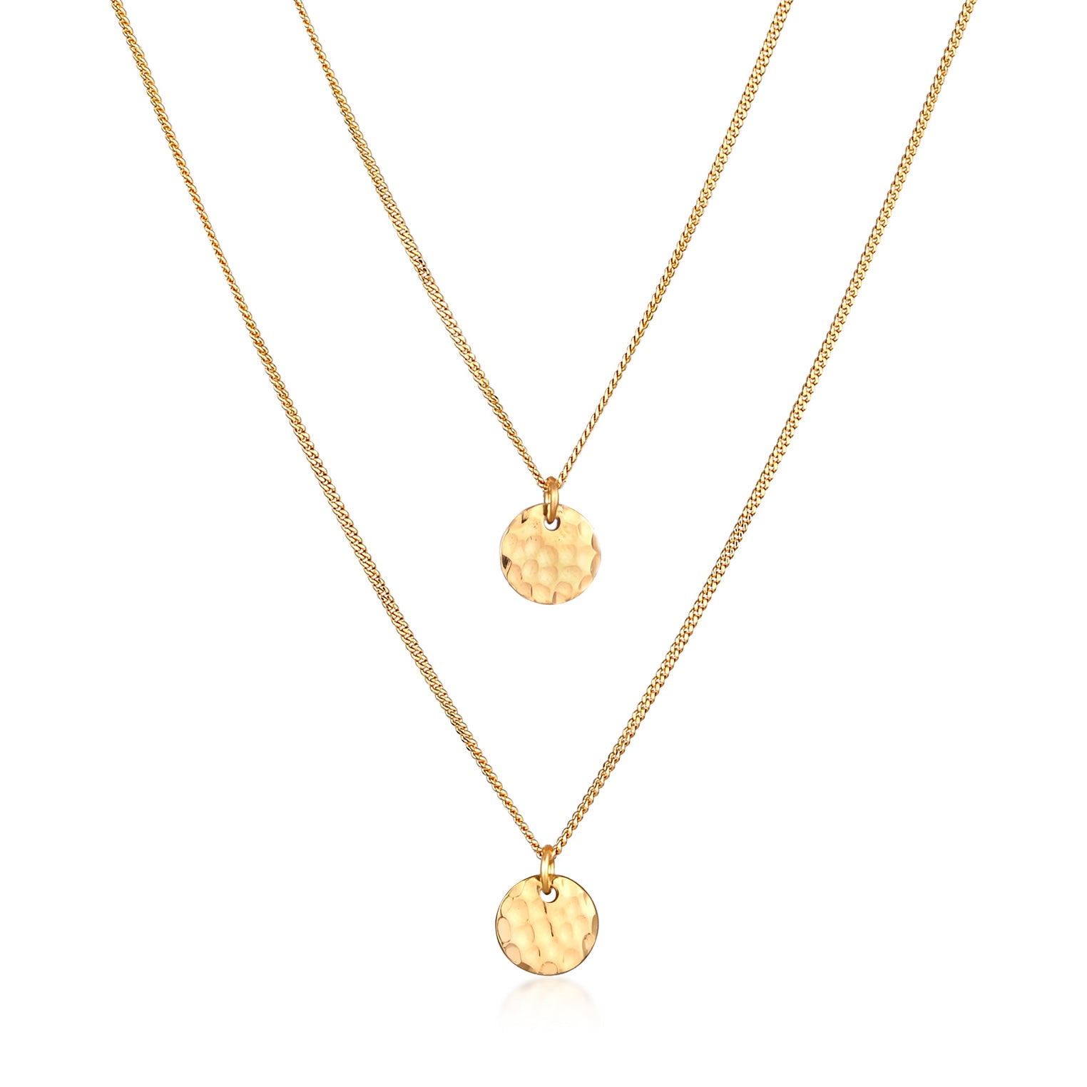 Gold - Elli | Layer-Halskette Plättchen | 925er Sterling Silber Vergoldet