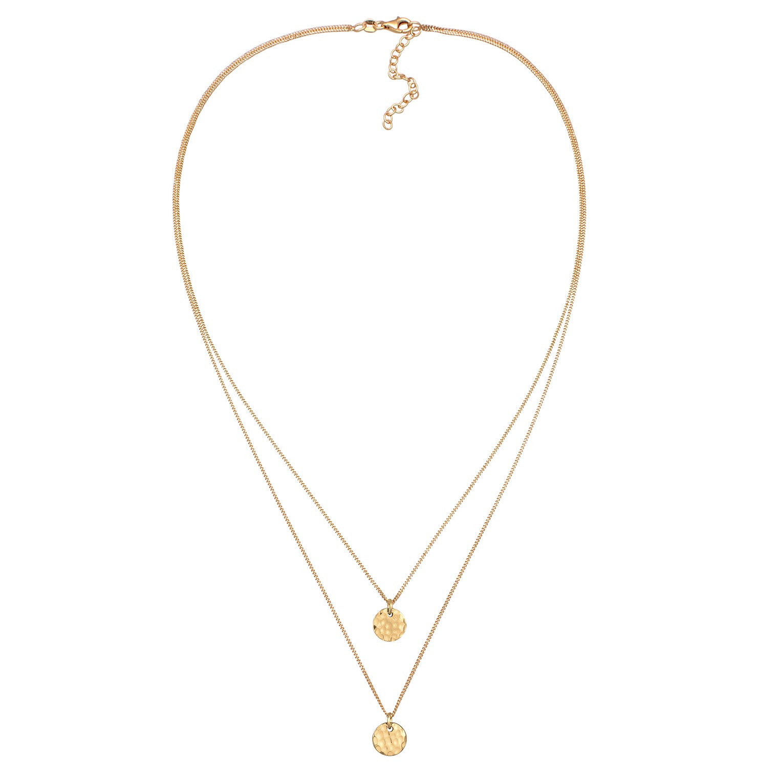 Gold - Elli | Layer-Halskette Plättchen | 925er Sterling Silber Vergoldet