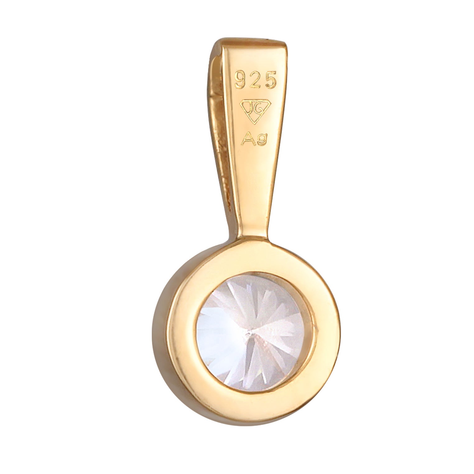 Gold - Nenalina | Anhänger Solitär | Zirkonia (Weiß) | 925er Sterling Silber Vergoldet
