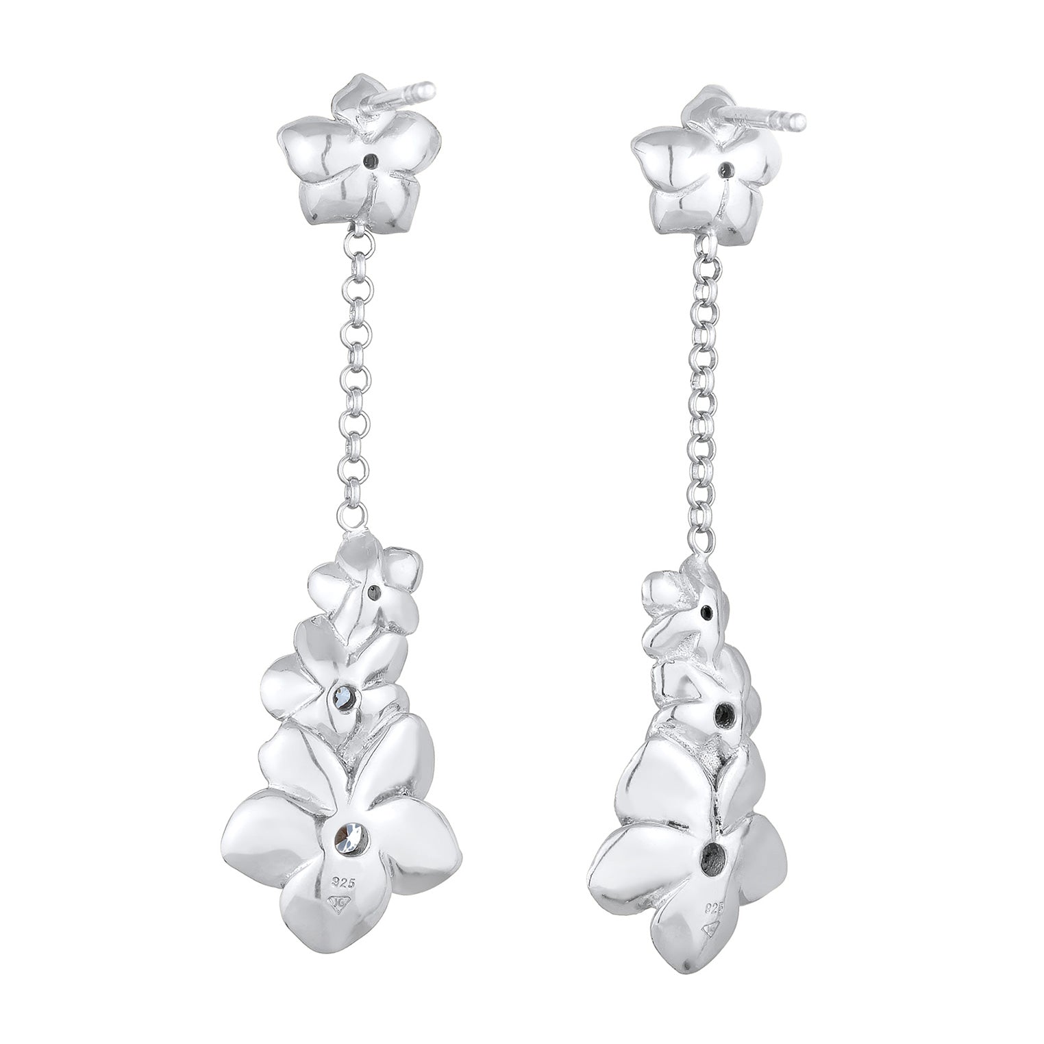 Silber - Elli | Ohrhänger Blumen | Zirkonia (Weiß) | 925er Sterling Silber