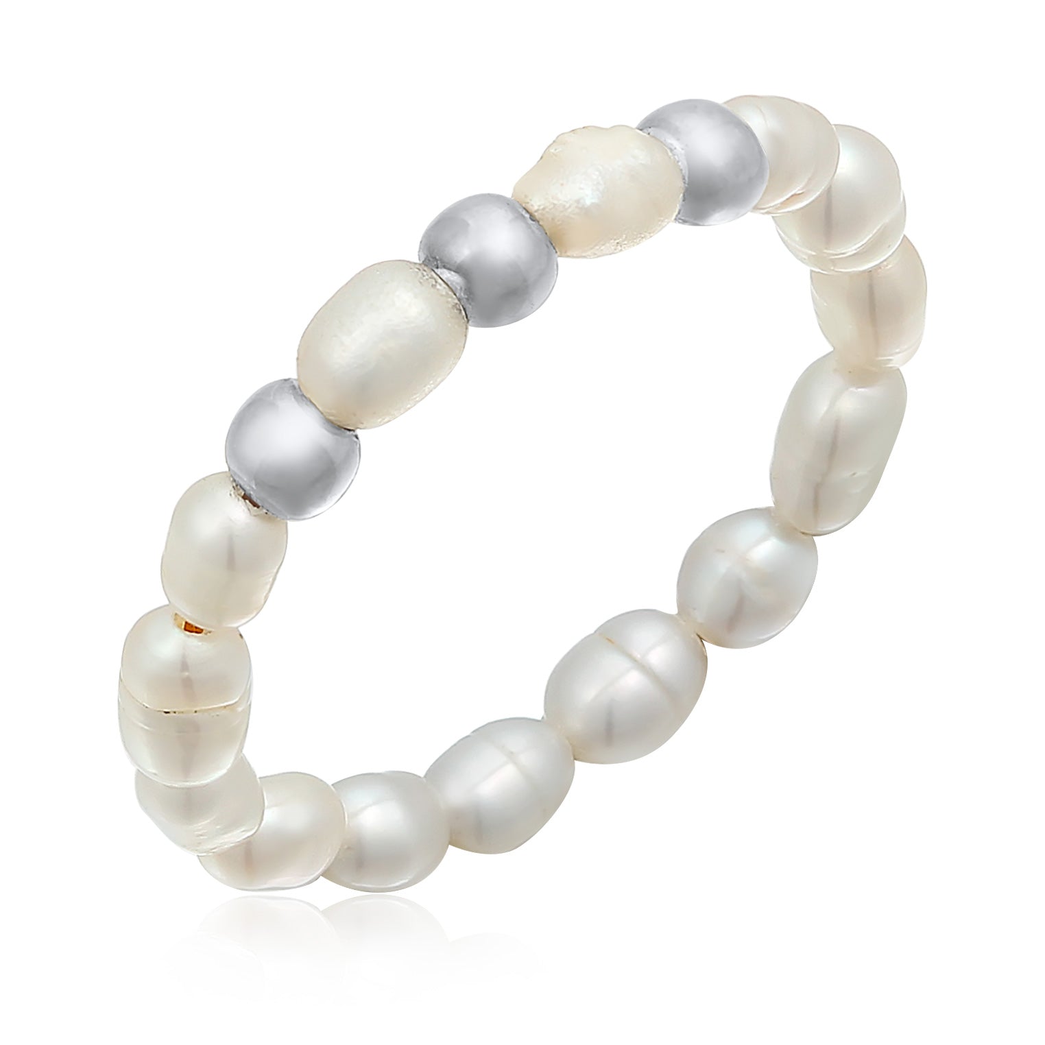 Silber - Elli | Ring Beads | Süßwasserperle | 925er Sterling Silber Vergoldet