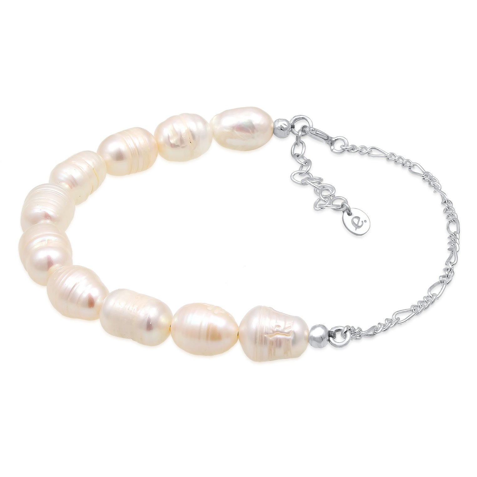 Silber - Elli PREMIUM | Glieder-Armband | Süßwasserperlen | 925 Sterling Silber
