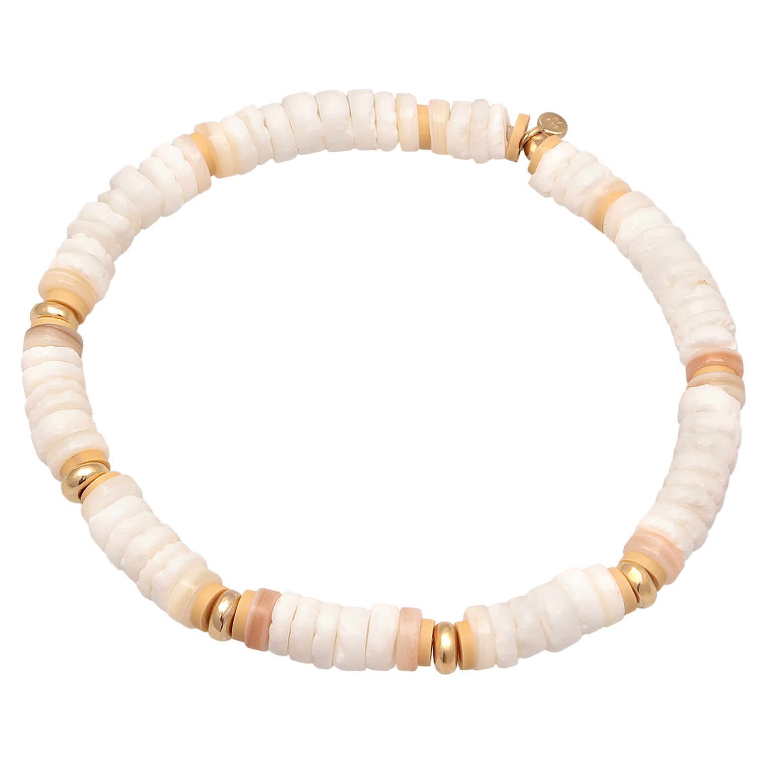 Weiß - Elli | Armband Surfer Style | Heishi Beads | 925er Sterling Silber Vergoldet