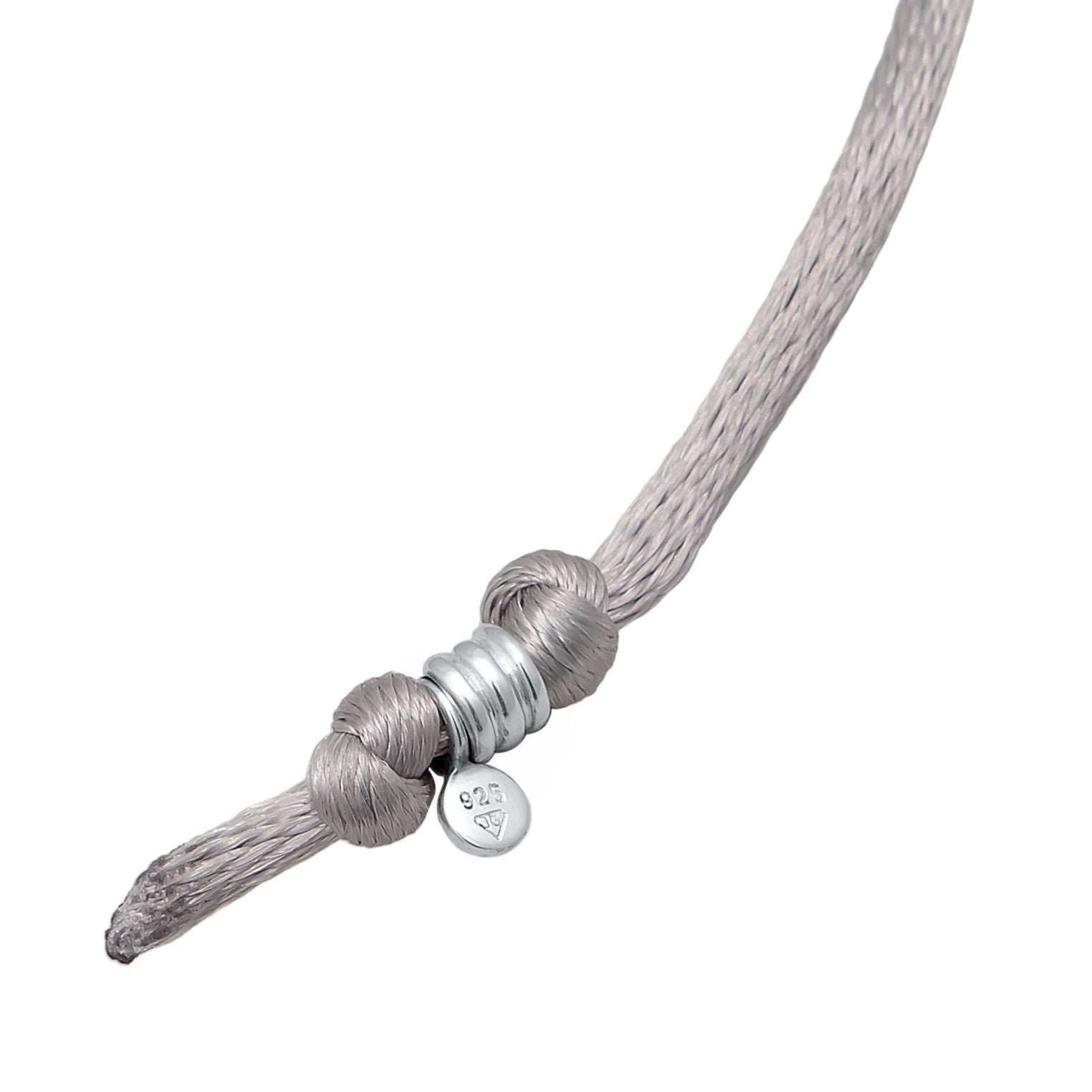 Grau - Elli | Choker Tropfen Anhänger | Satin (Grau) | 925er Sterling Silber