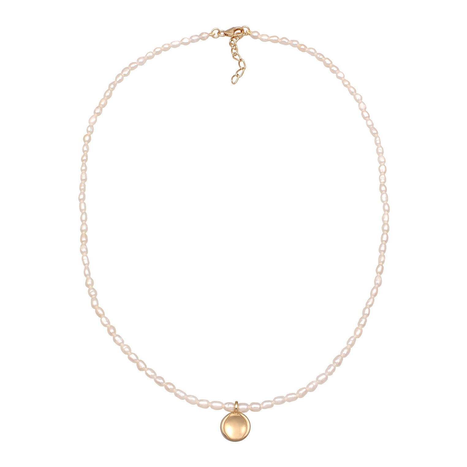 Gold - Elli PREMIUM | Halskette Anhänger | Süßwasserperle | 925er Sterling Silber Vergoldet