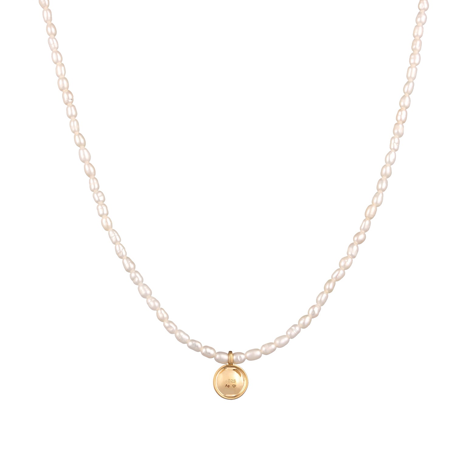 Gold - Elli PREMIUM | Halskette Anhänger | Süßwasserperle | 925er Sterling Silber Vergoldet
