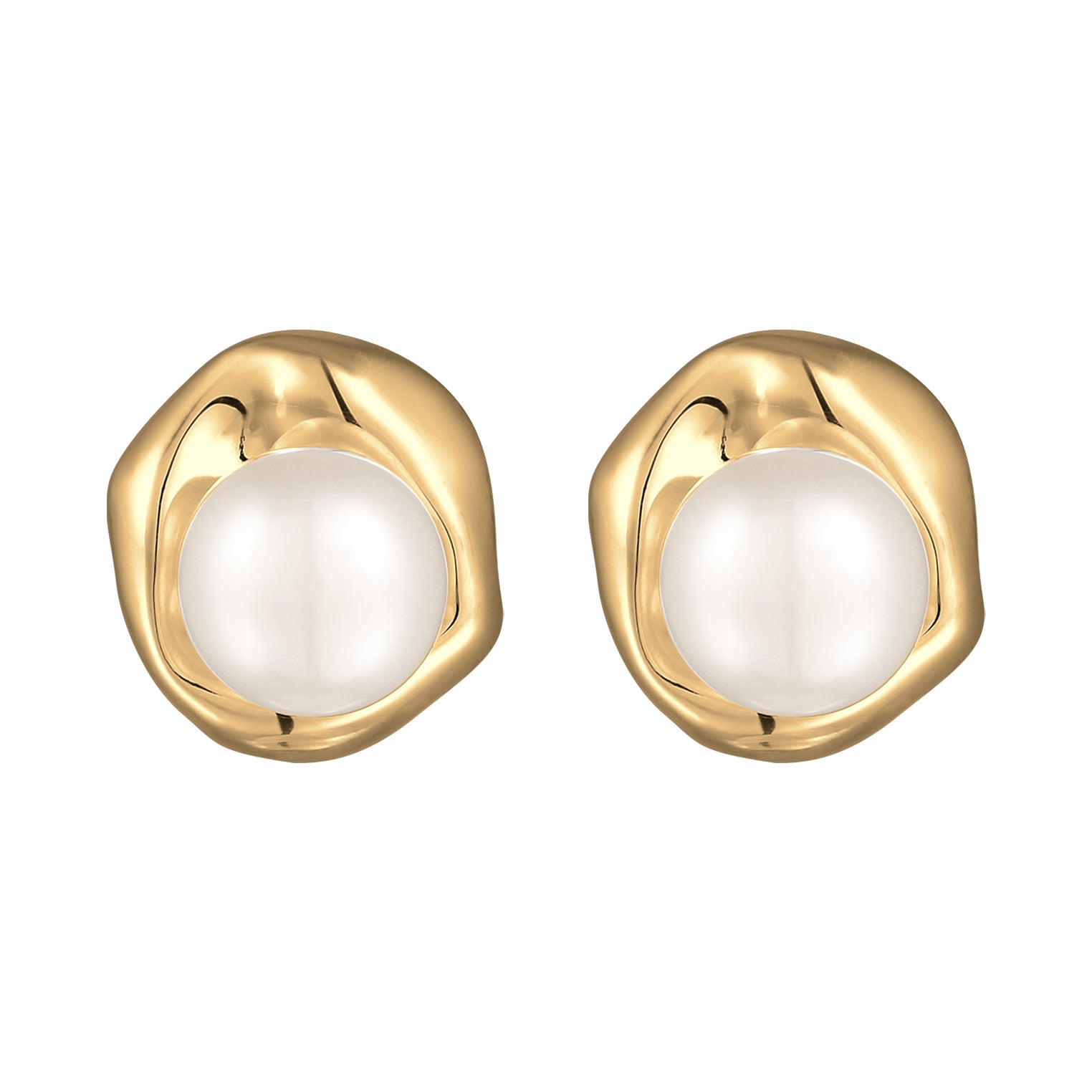 Silber - Elli PREMIUM | Ohrstecker Organic | Süßwasserperle | 925er Sterling Silber Vergoldet