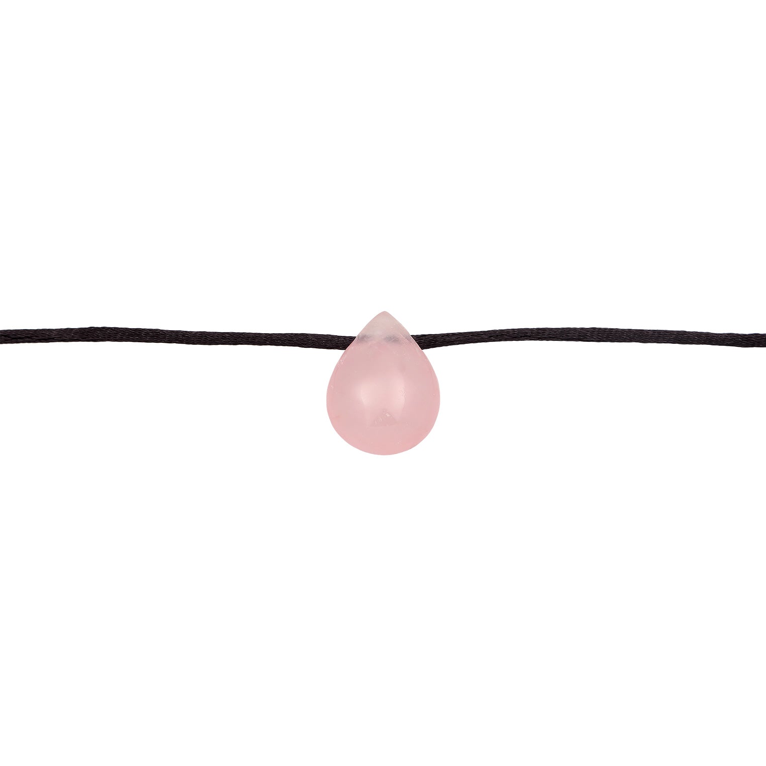 Rosa - Elli PREMIUM | Choker Tropfen | Satin, Quarz (Rosa) | 925er Sterling Silber Vergoldet