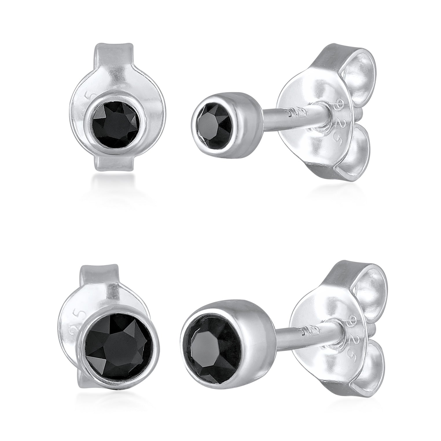 Schwarz - Elli | Ohrringset Basic | Kristall (Schwarz) | 925er Sterling Silber