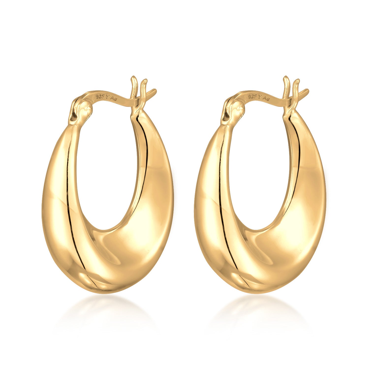 Gold - Elli | Creolen Gewölbt | 925er Sterling Silber Vergoldet