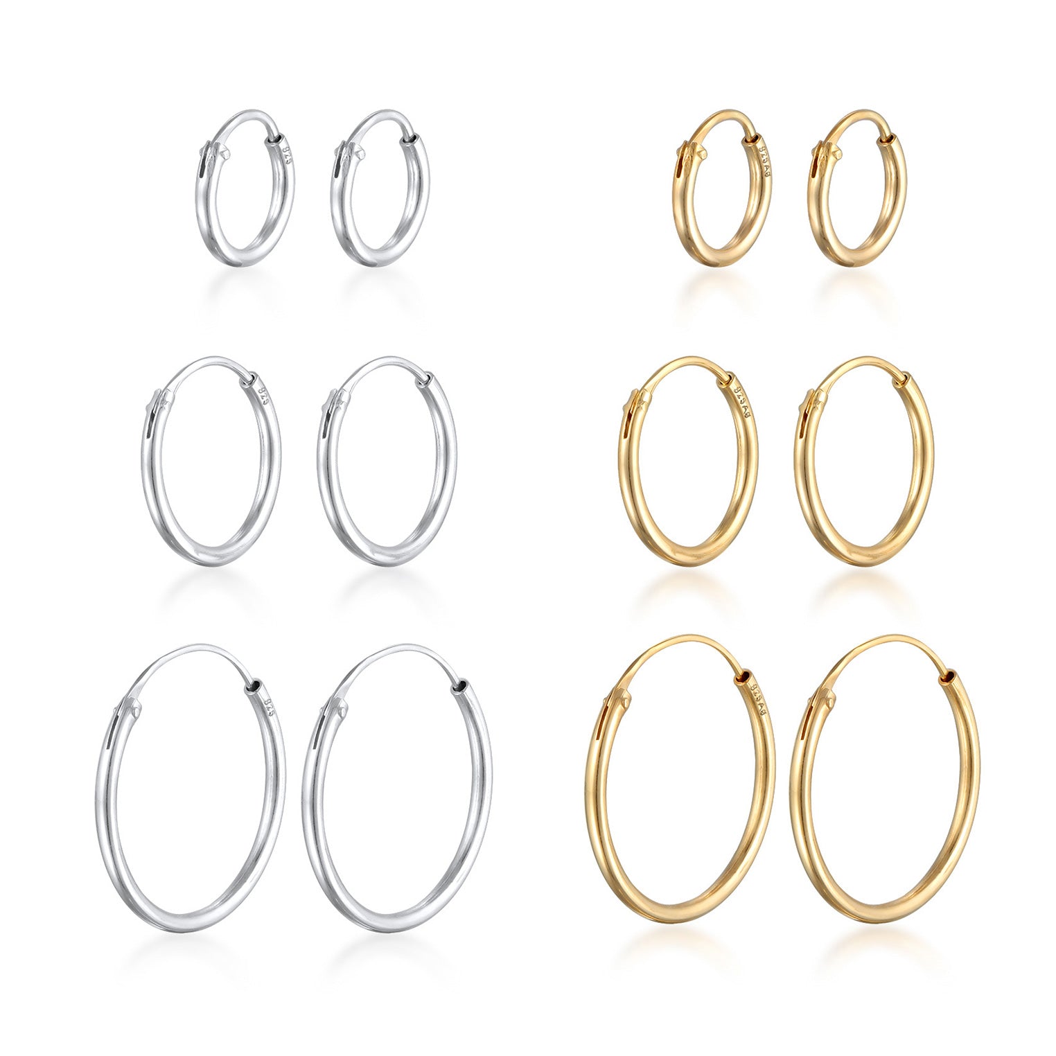 Zweifarbig - Elli | Ohrringset Bicolor | 925er Sterling Silber Vergoldet